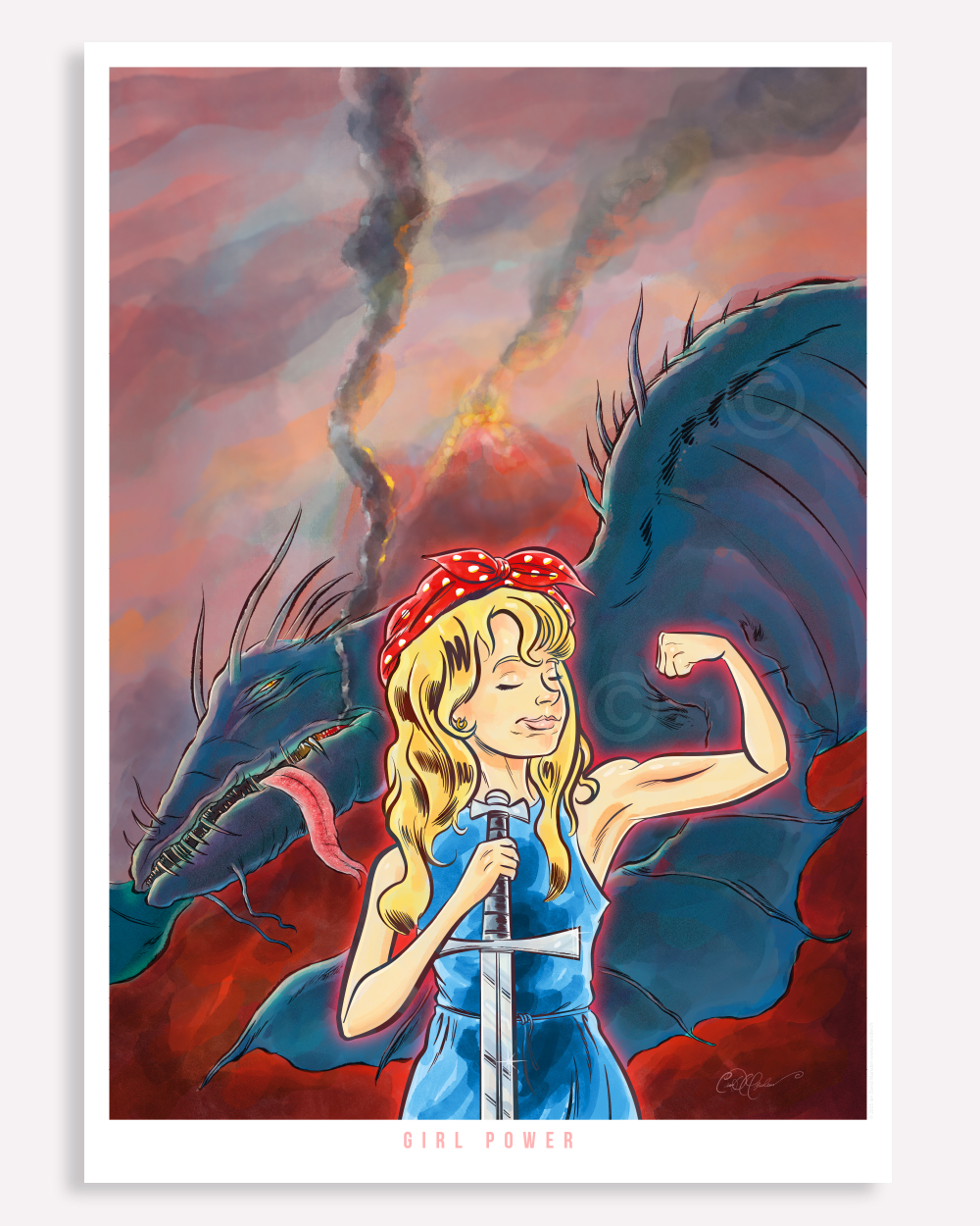 Girl Power – Hand-Drawn Giclée Print by Ian David Marsden
