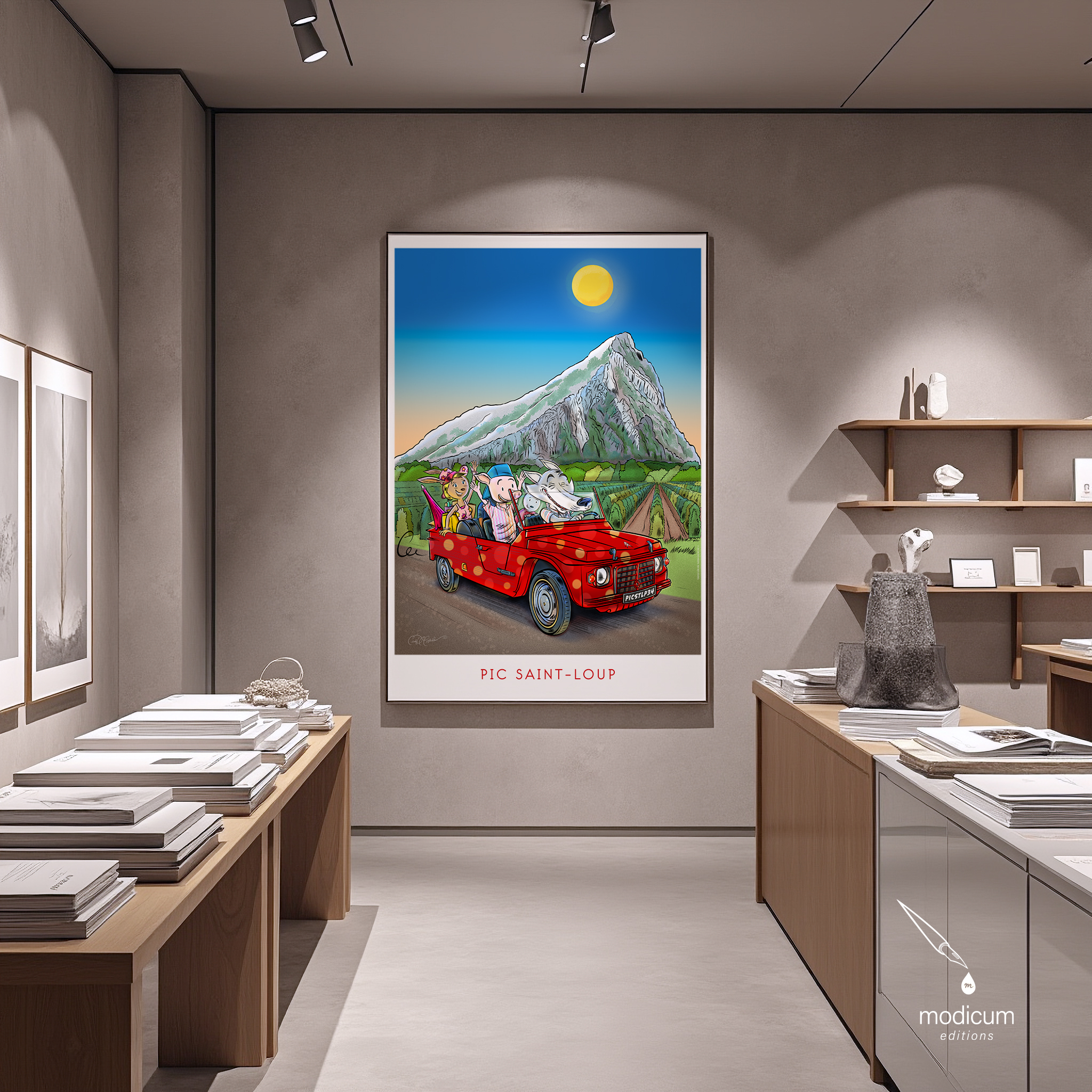 The French Wolf of Pic Saint-Loup Cartoon Poster