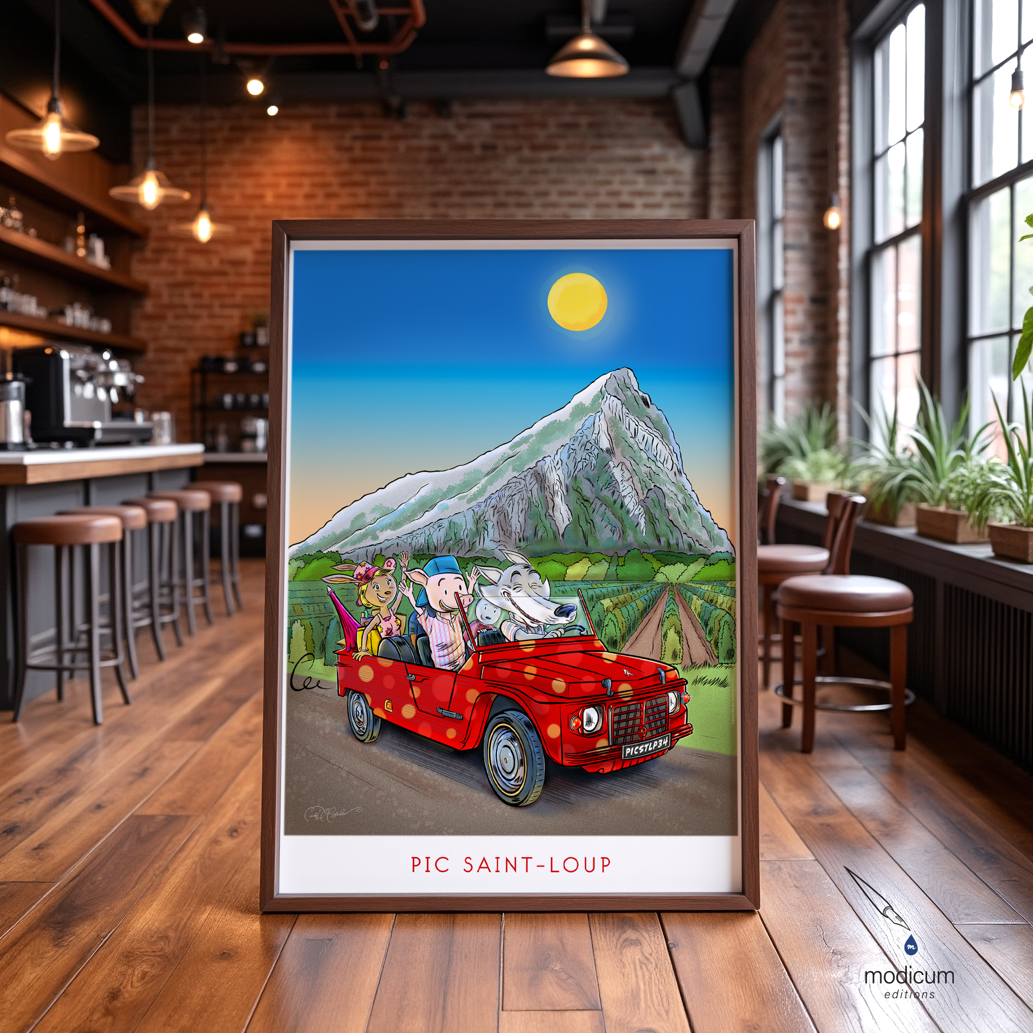 The French Wolf of Pic Saint-Loup Cartoon Poster