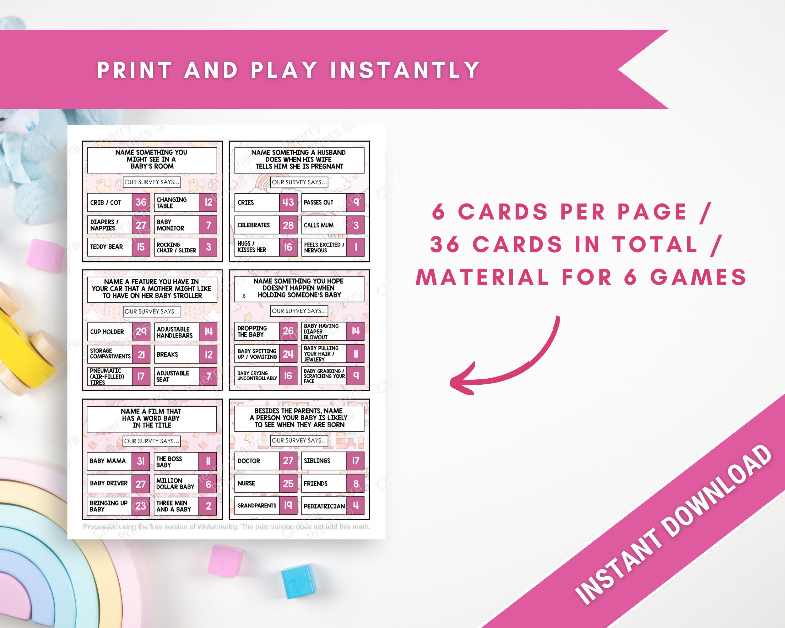 Fun Family-Friendly Baby Shower Feud Game Pink