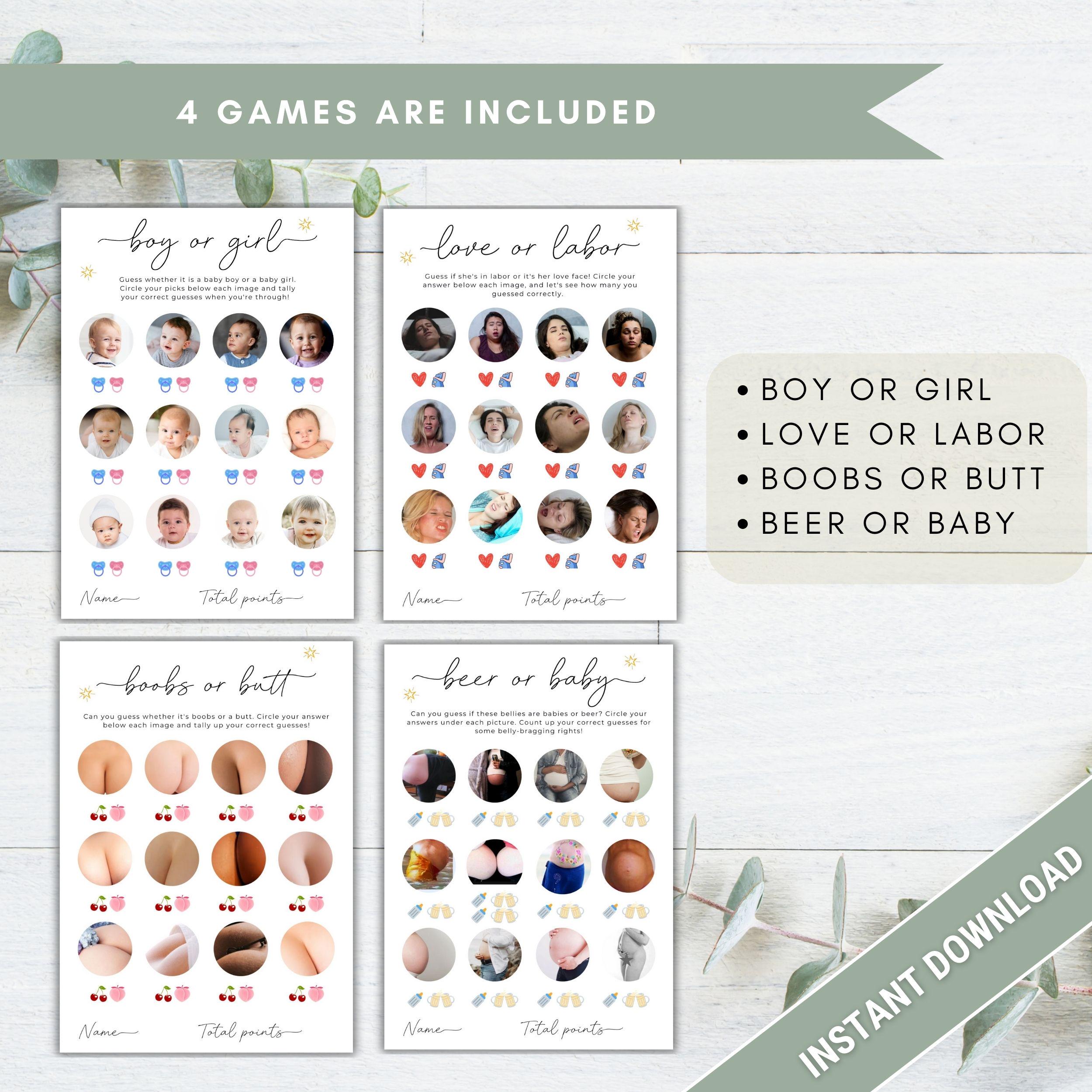 Minimalist Funny Baby Shower Games Bundle