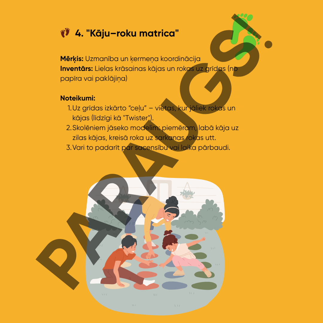 5 kustību spēles ar noteikumiem | pirmsskola un sākumskola