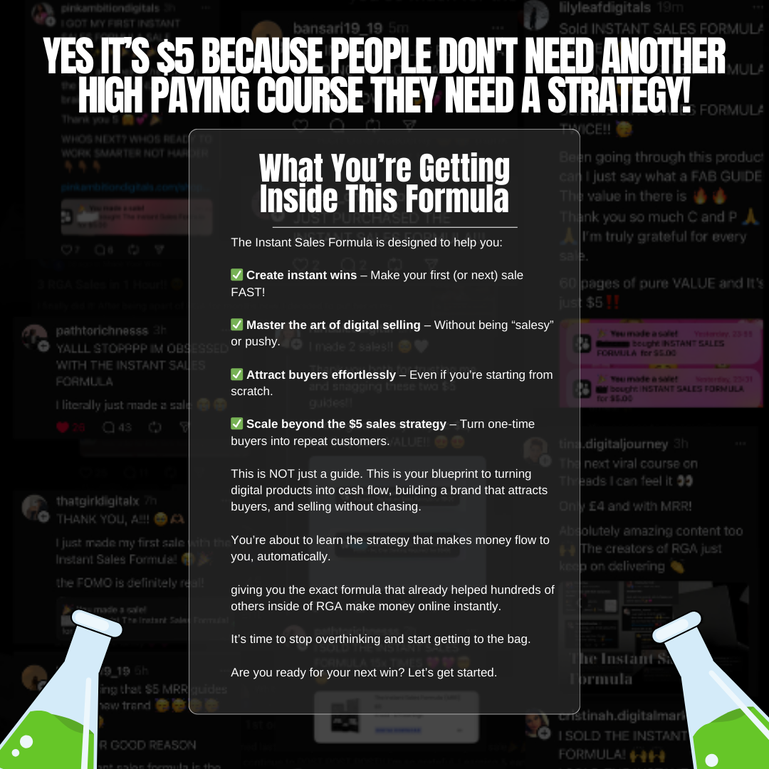 The Instant Sales Formula + Side Hustle Planner