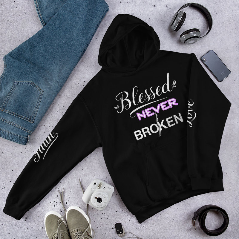 Unisex Blessed Never Broker Angelwing's Faith Love Hoodie