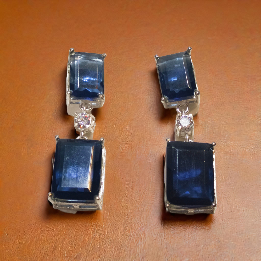 Blue Sapphire Drop Earrings