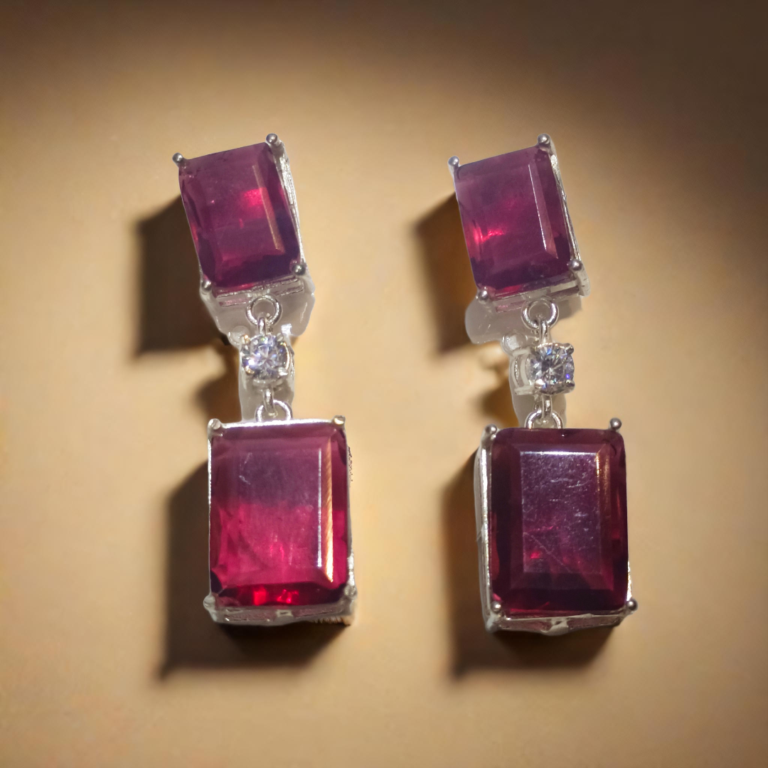 Elegant Ruby Dangle Earrings