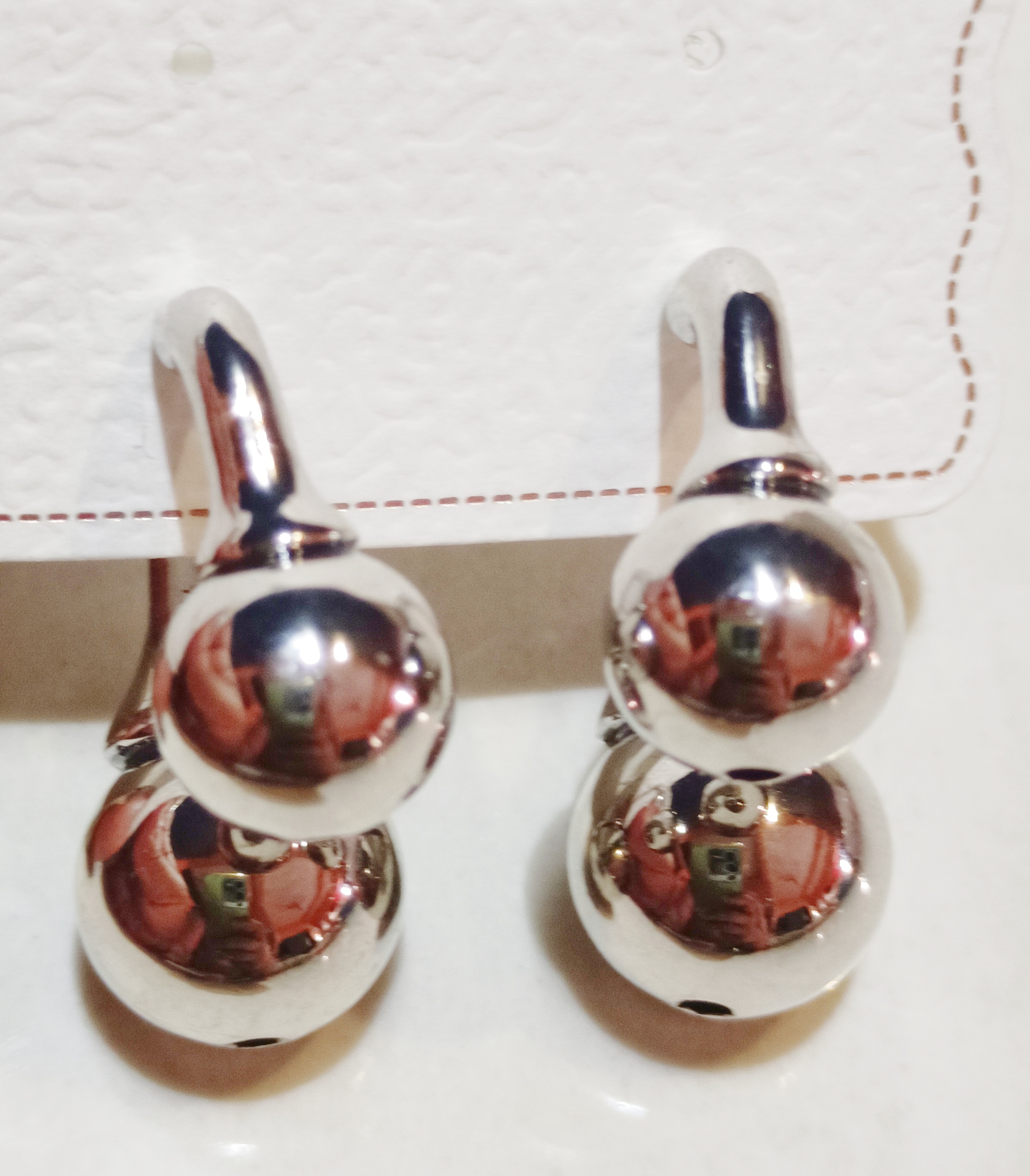 Silver Double Ball Earrings