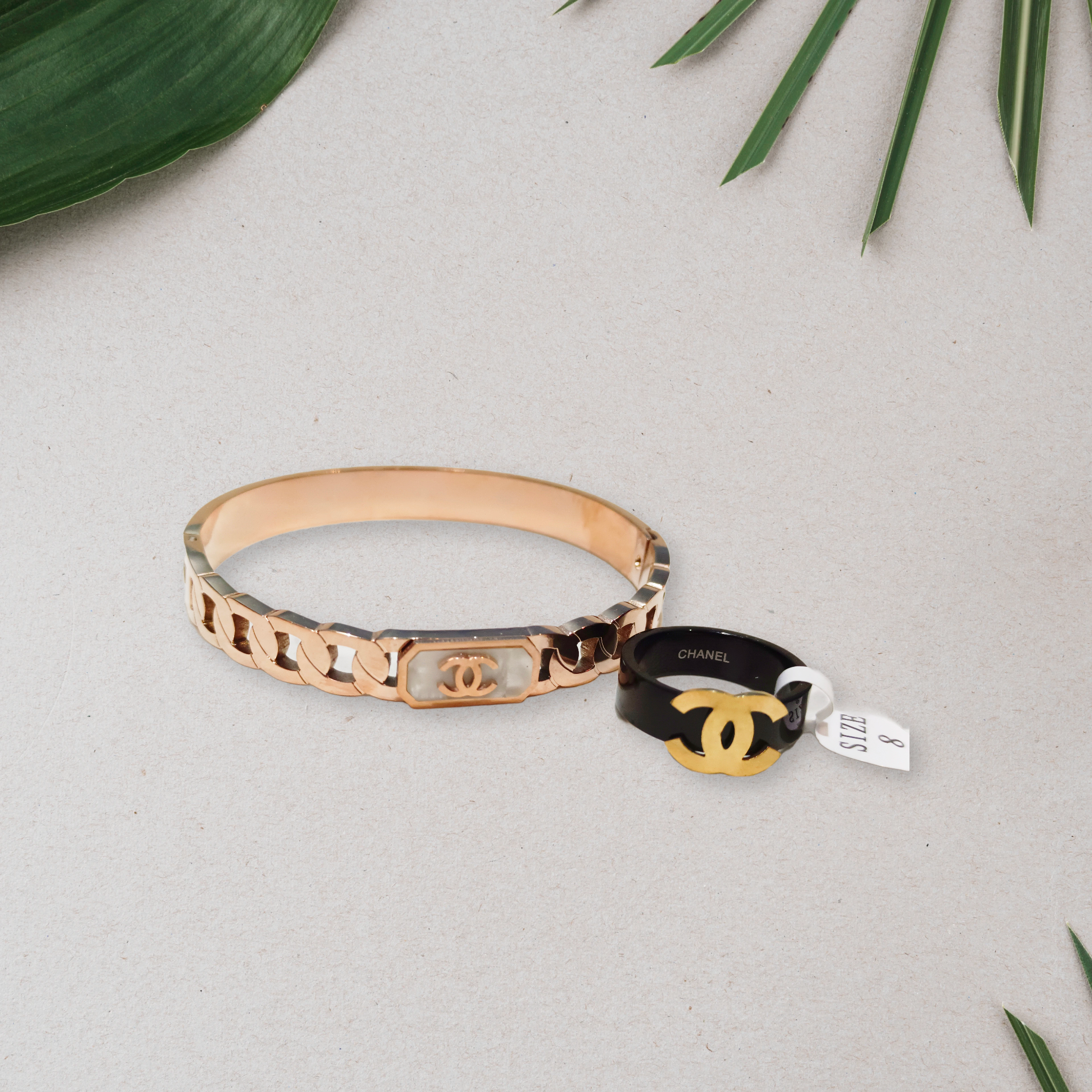 Gold Bracelet and Designer Ring