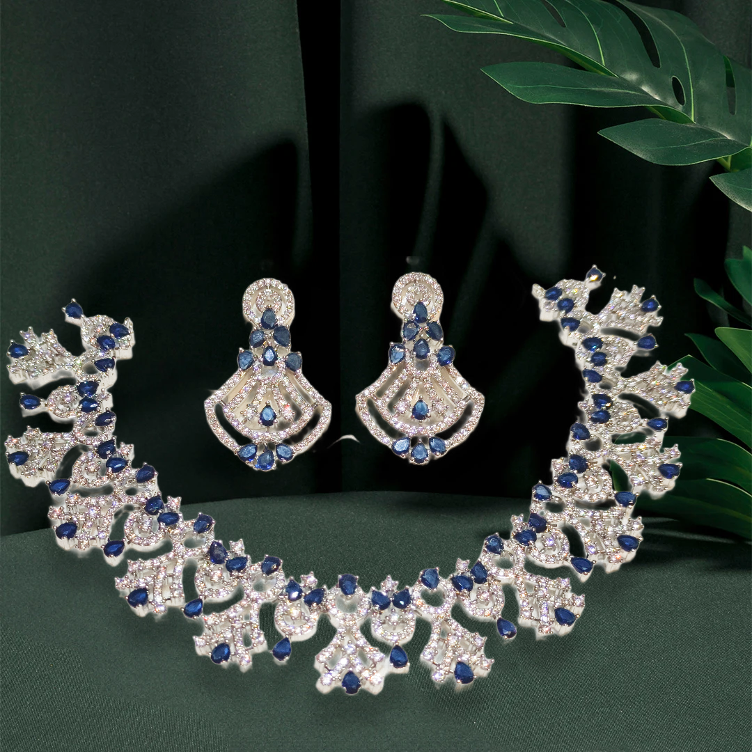 Blue and Silver Necklace Set