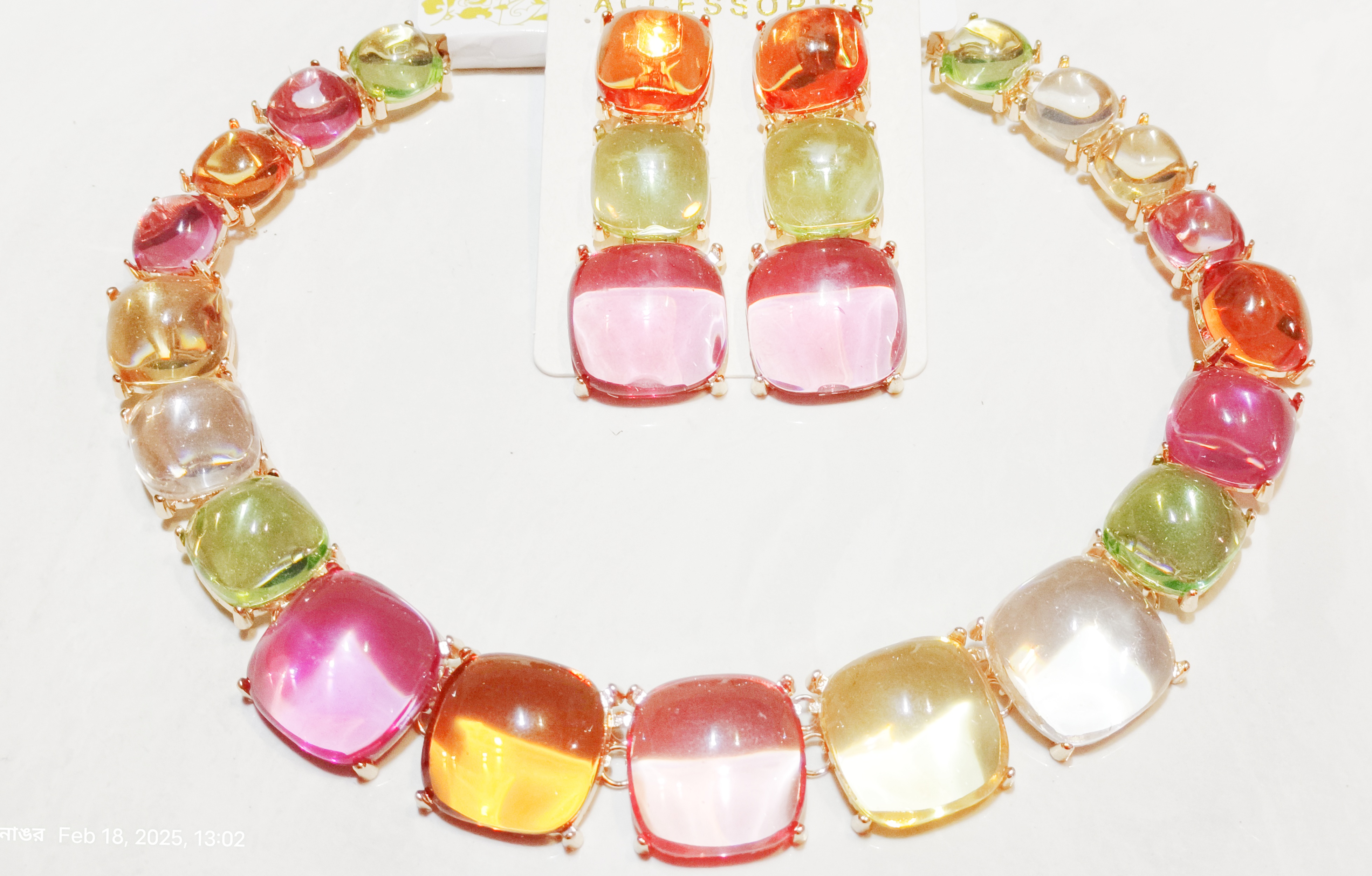 Colorful Gemstone Necklace and Earring Set