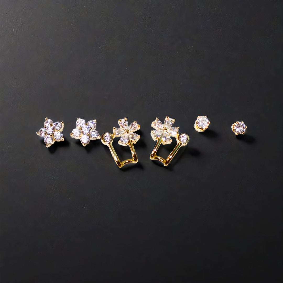Elegant Flower-Shaped Earrings Set