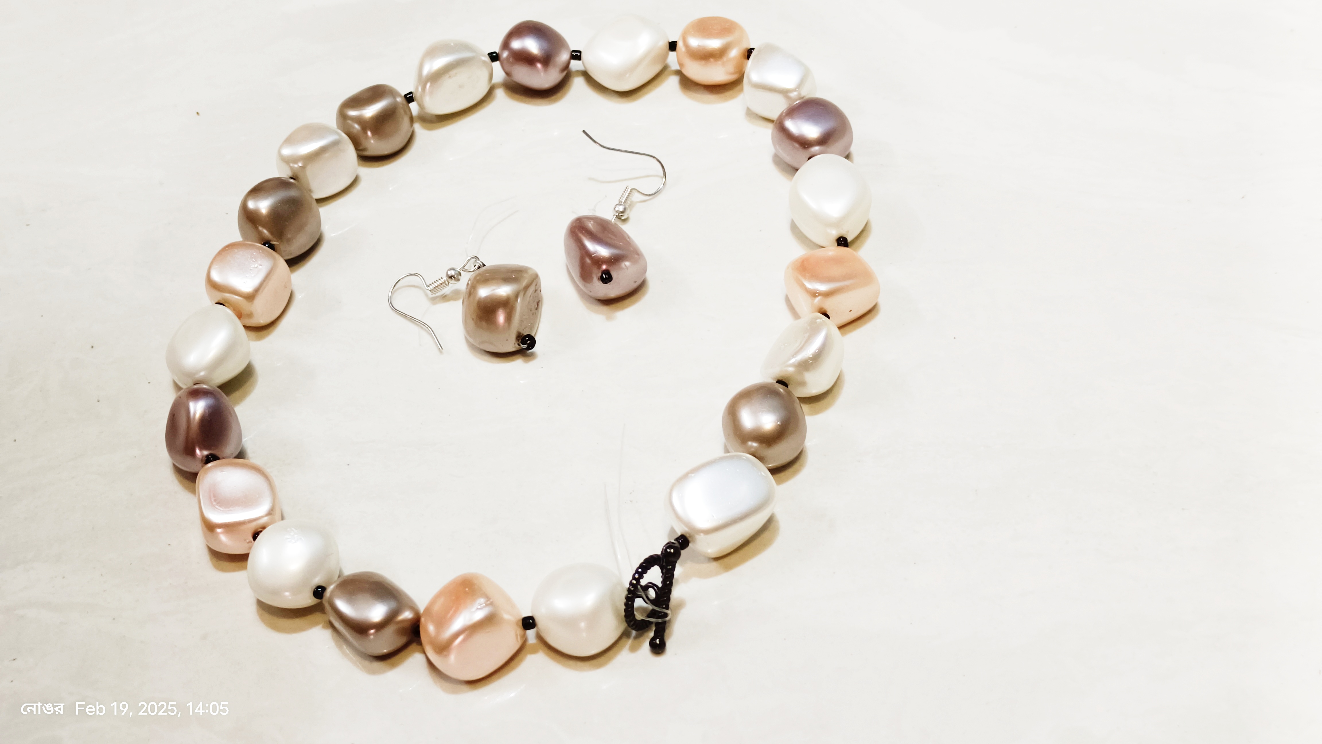 Pearl Necklace and Earrings Set