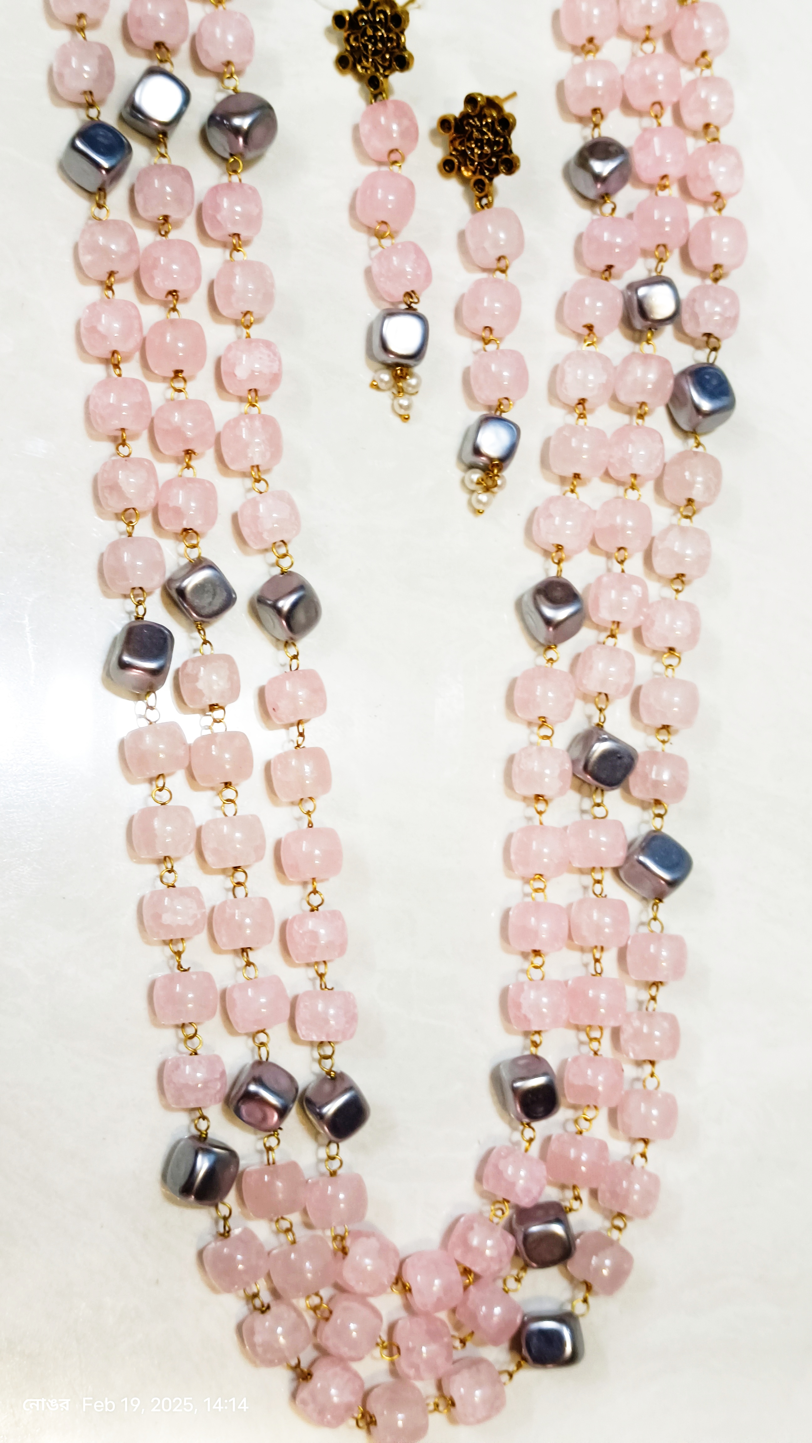 Pink Beaded Necklace Set