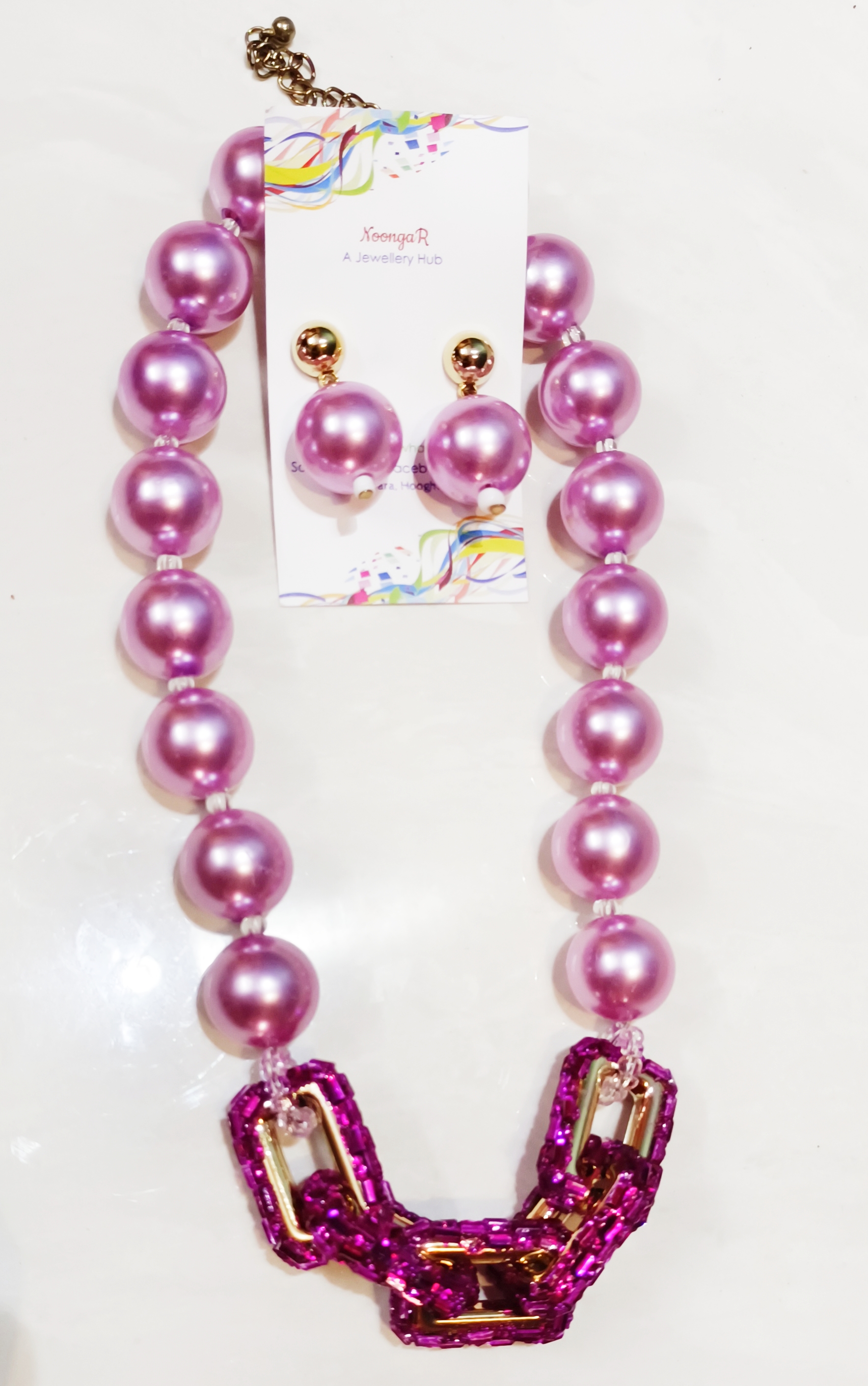 Pink Pearl Necklace Set