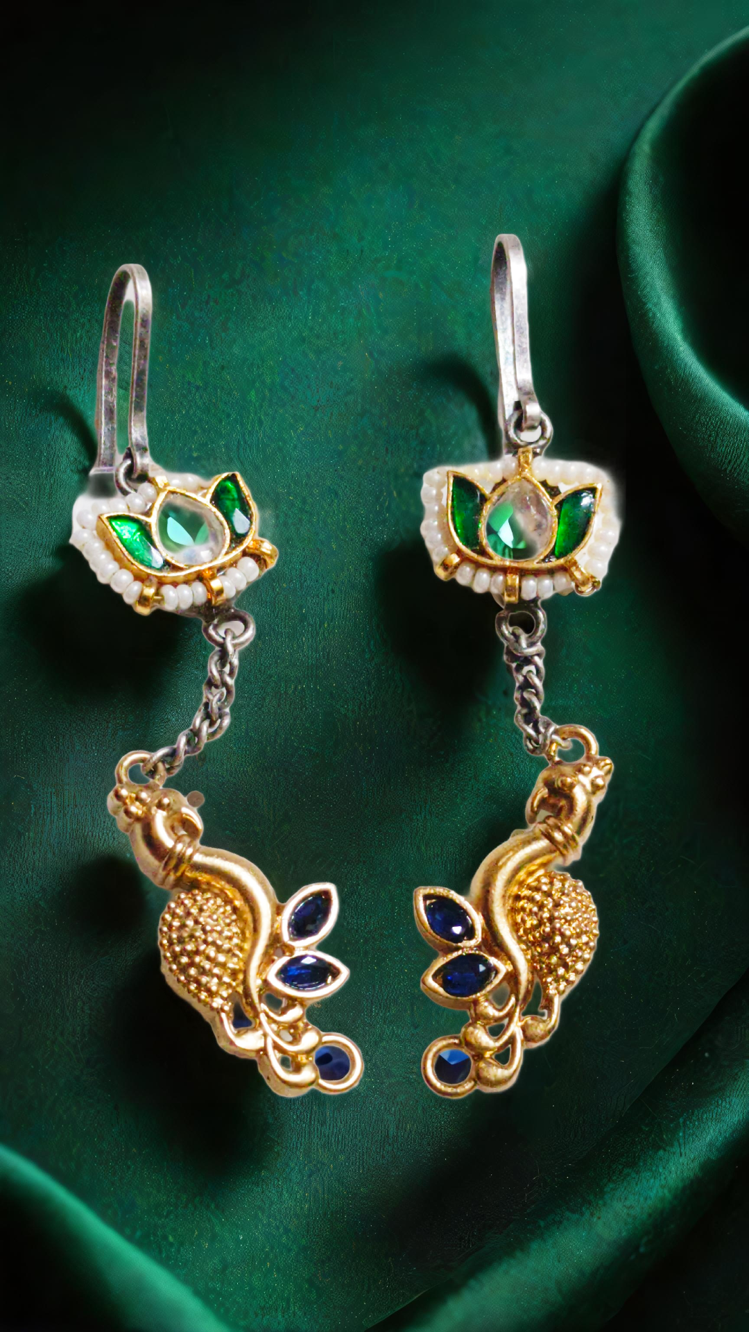 Gold Peacock Earrings