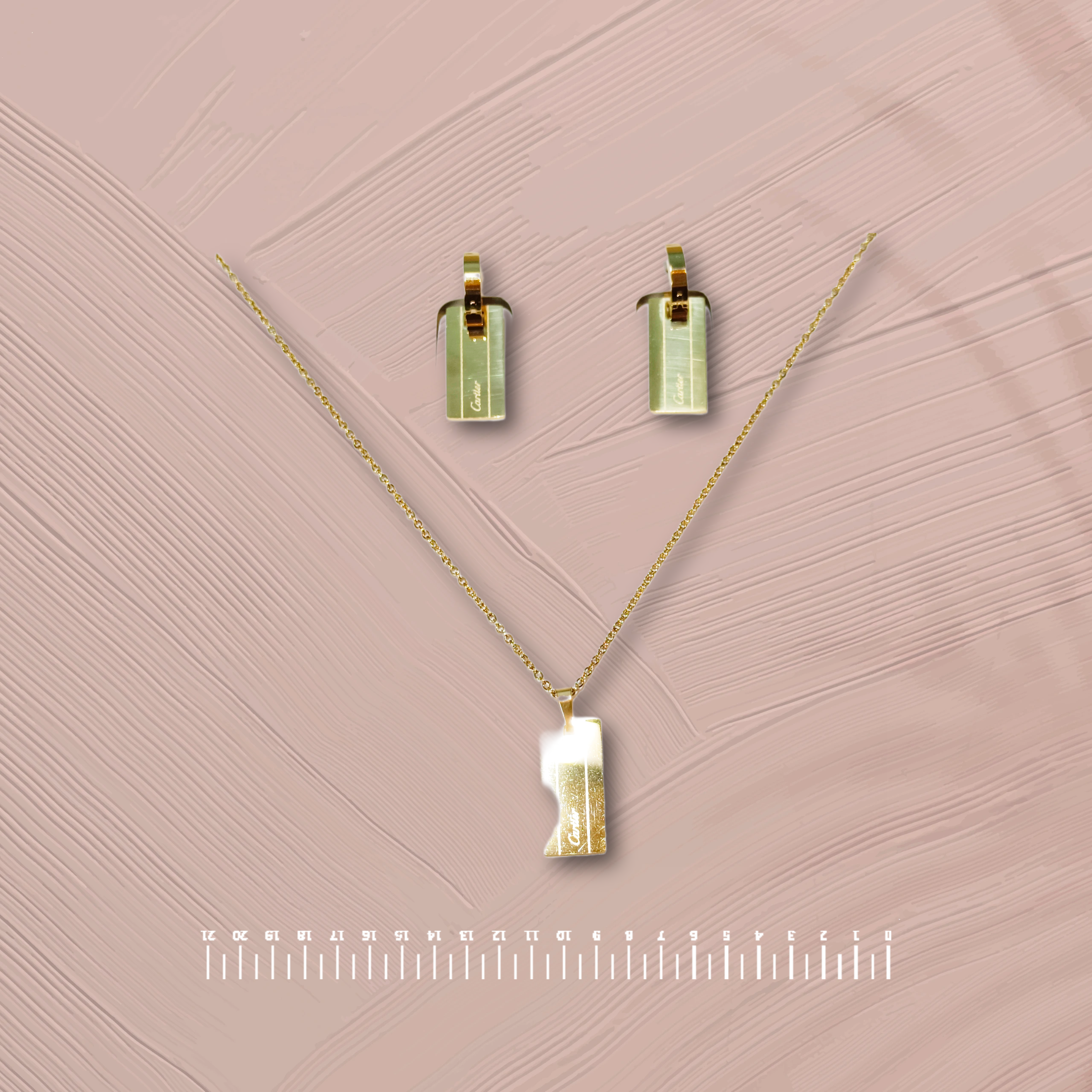 Gold Pendant and Earring Set