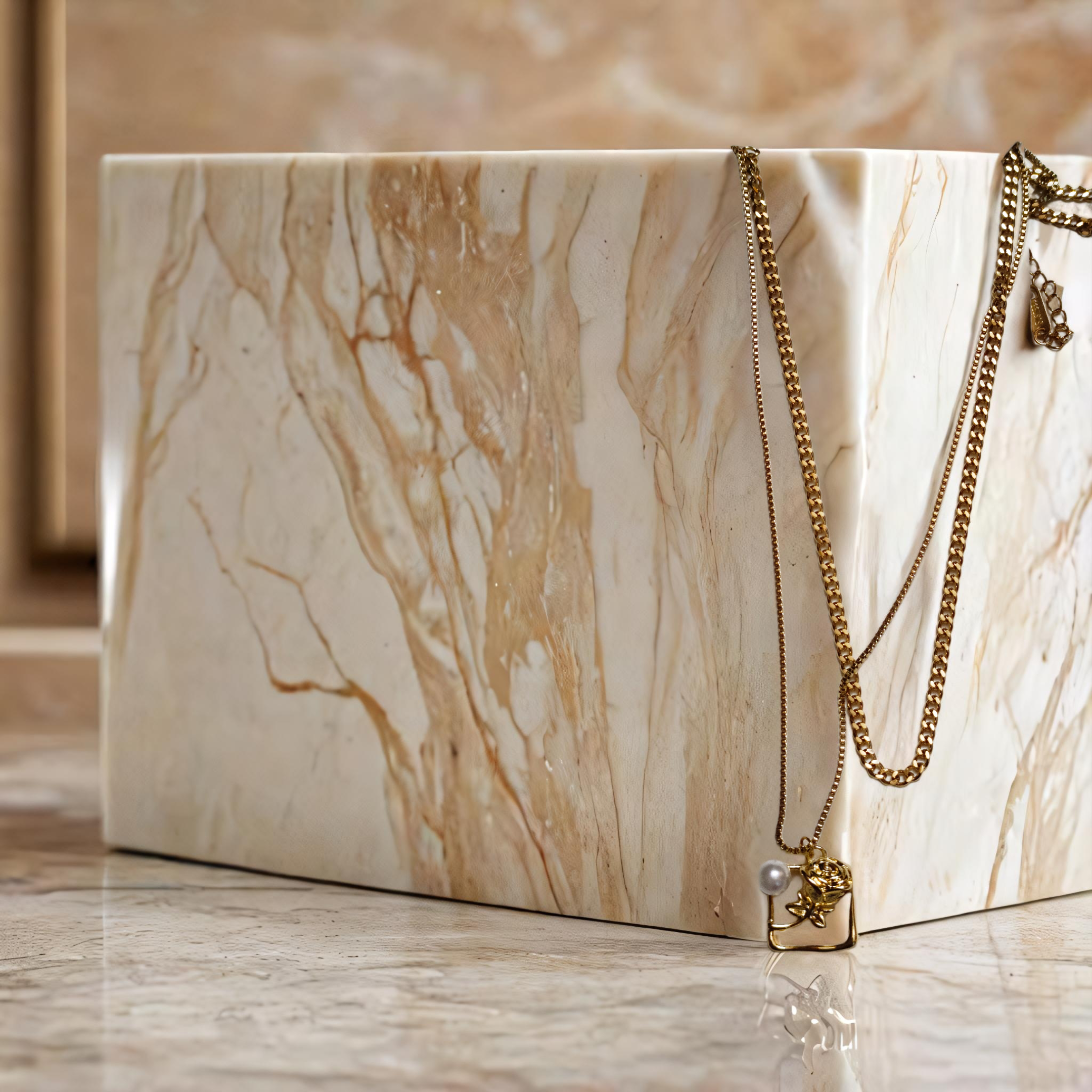 Gold Necklace with Pearl Pendant