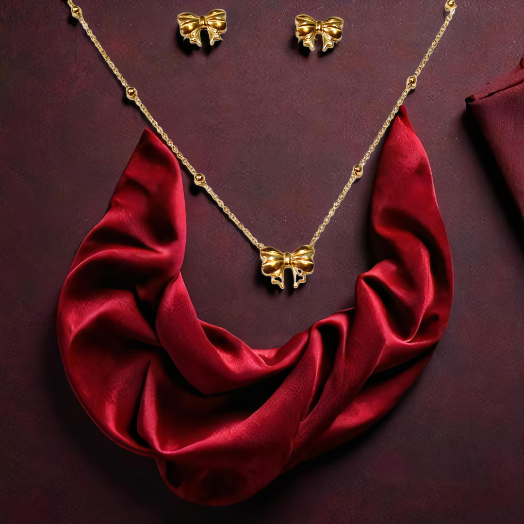 Gold Bow Jewelry Set