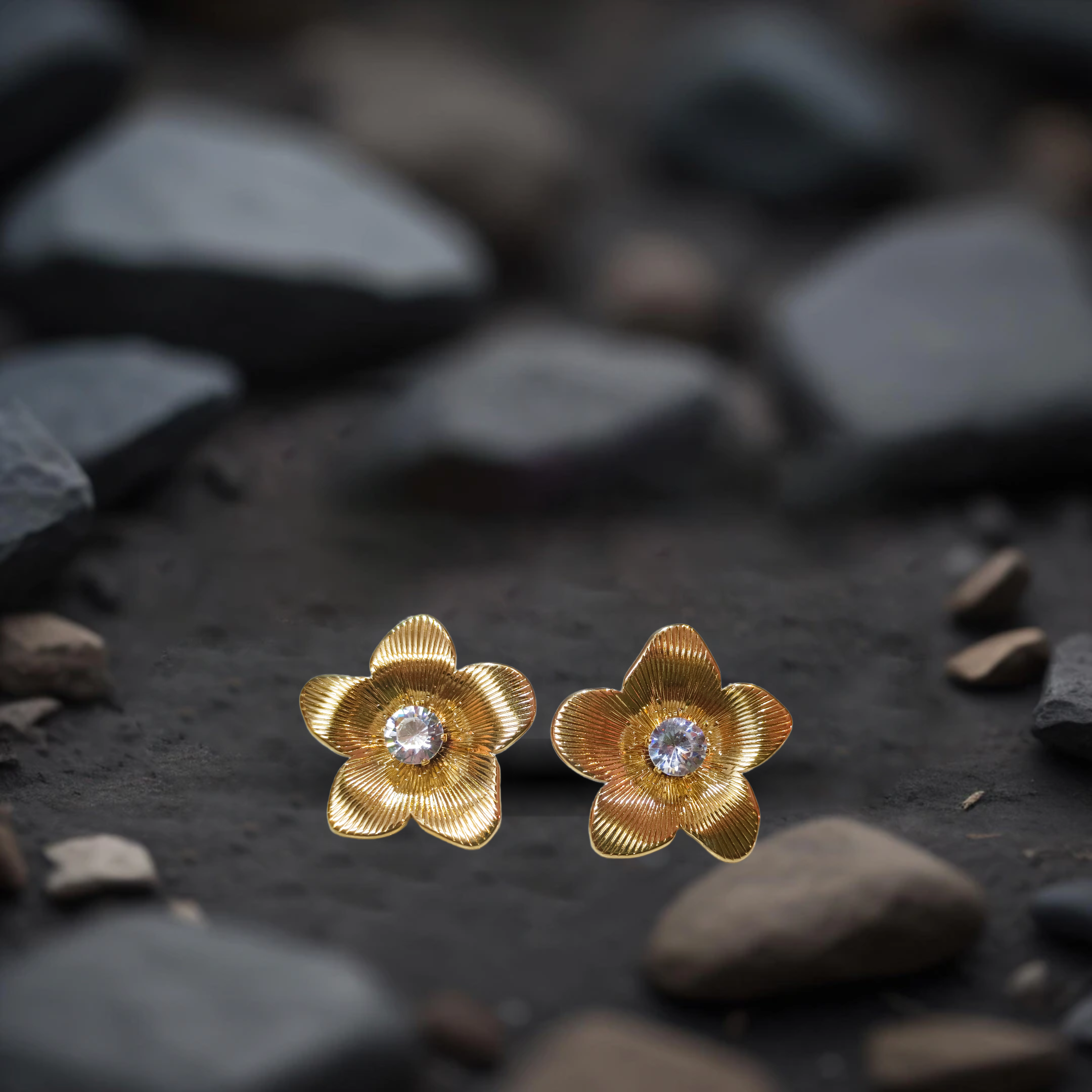 Gold Flower Earrings