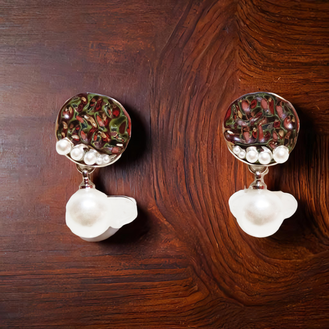 Elegant Pearl and Gem Earrings