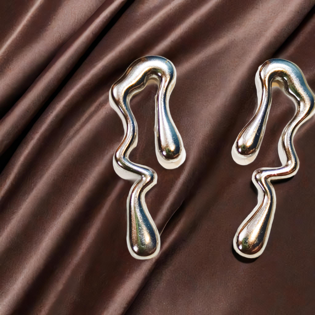Abstract Silver Earrings