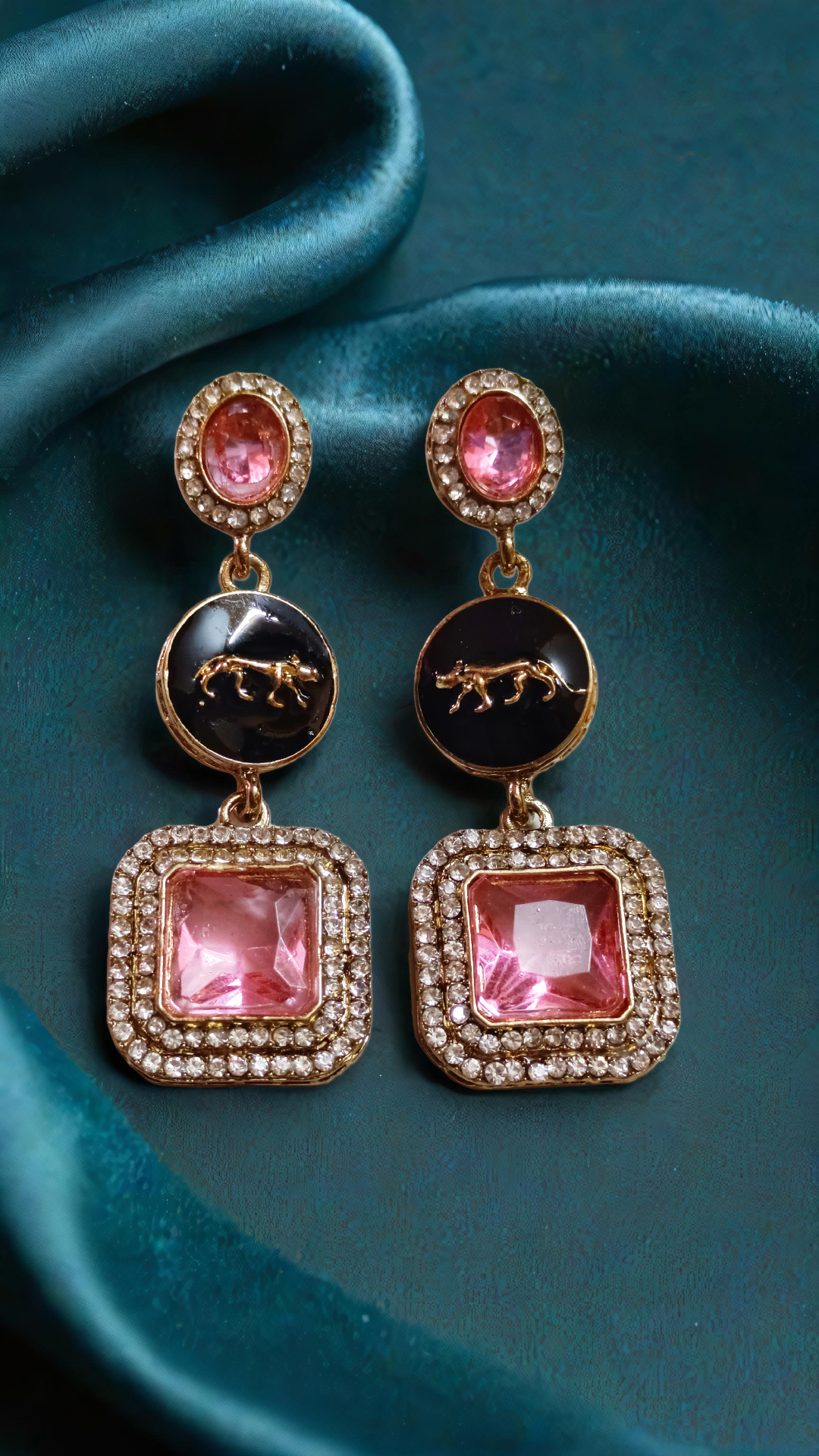 Elegant Pink and Gold Earrings