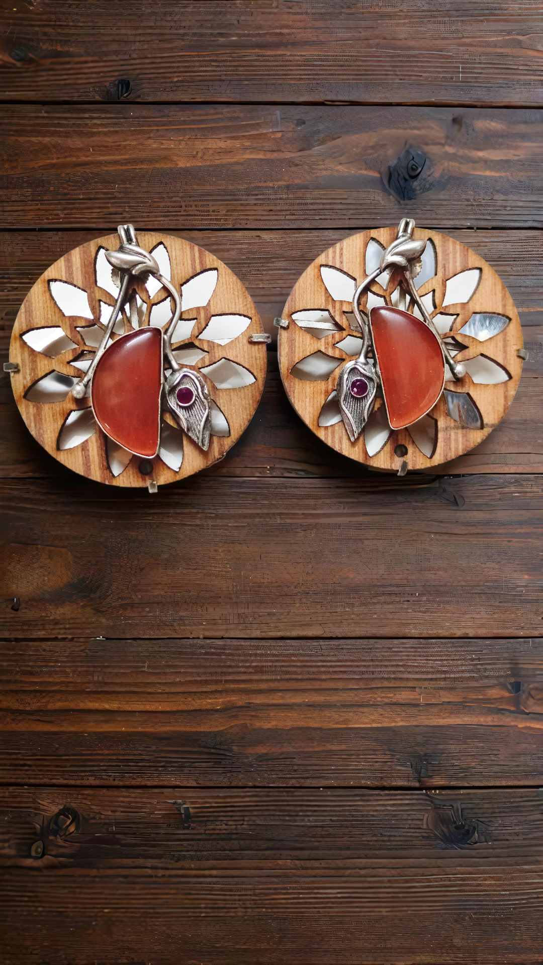 WOODEN BASED EAR RINGS