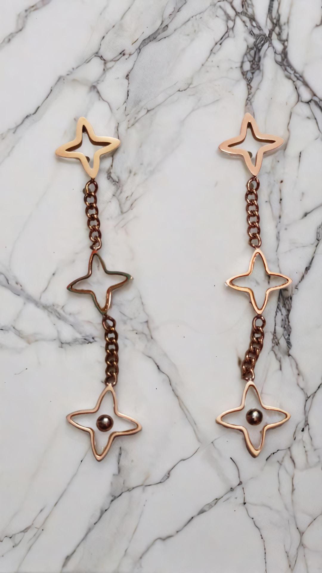 Gold Star Dangle Earrings