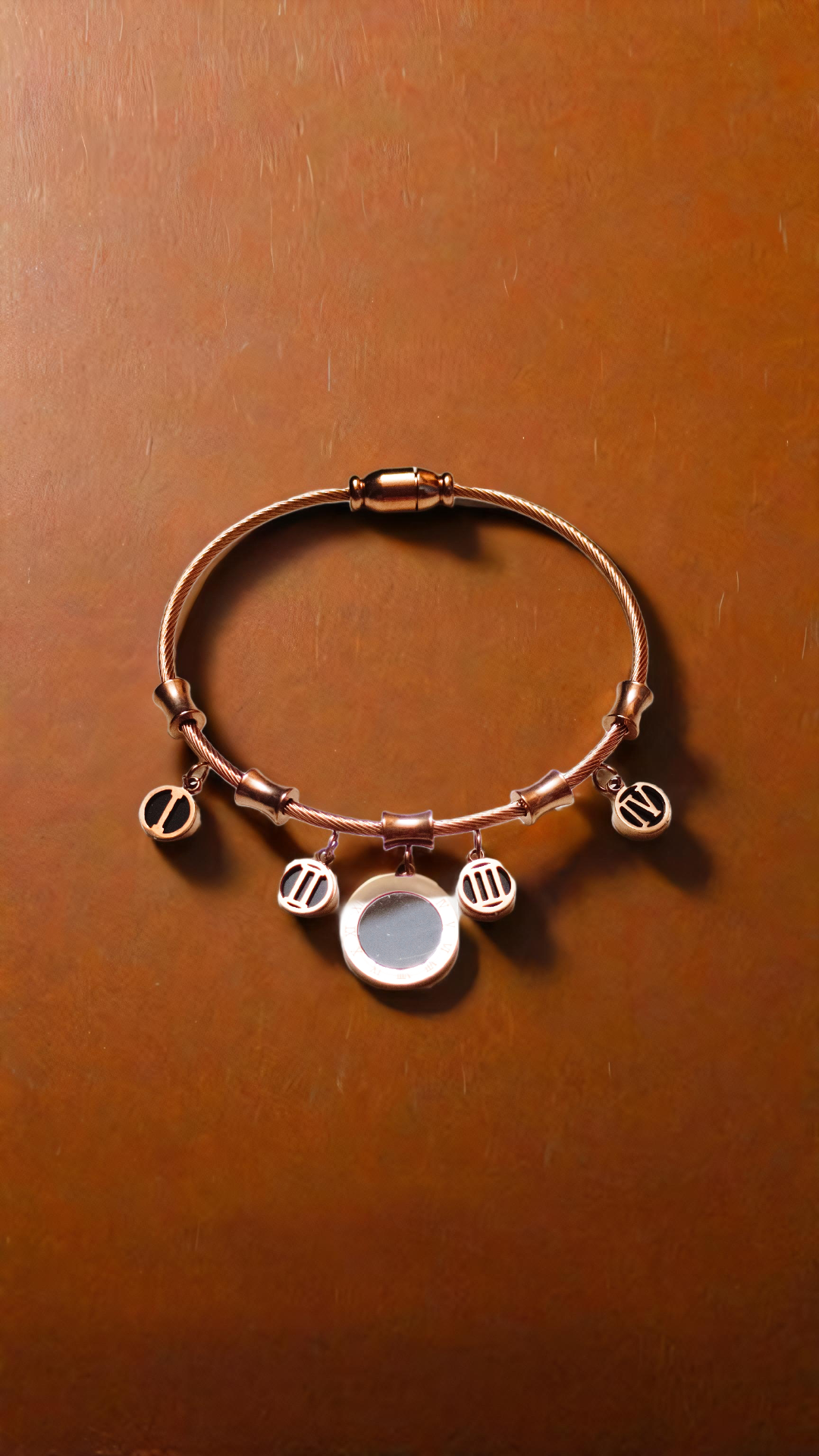 rose gold, magnetic lock,with charms