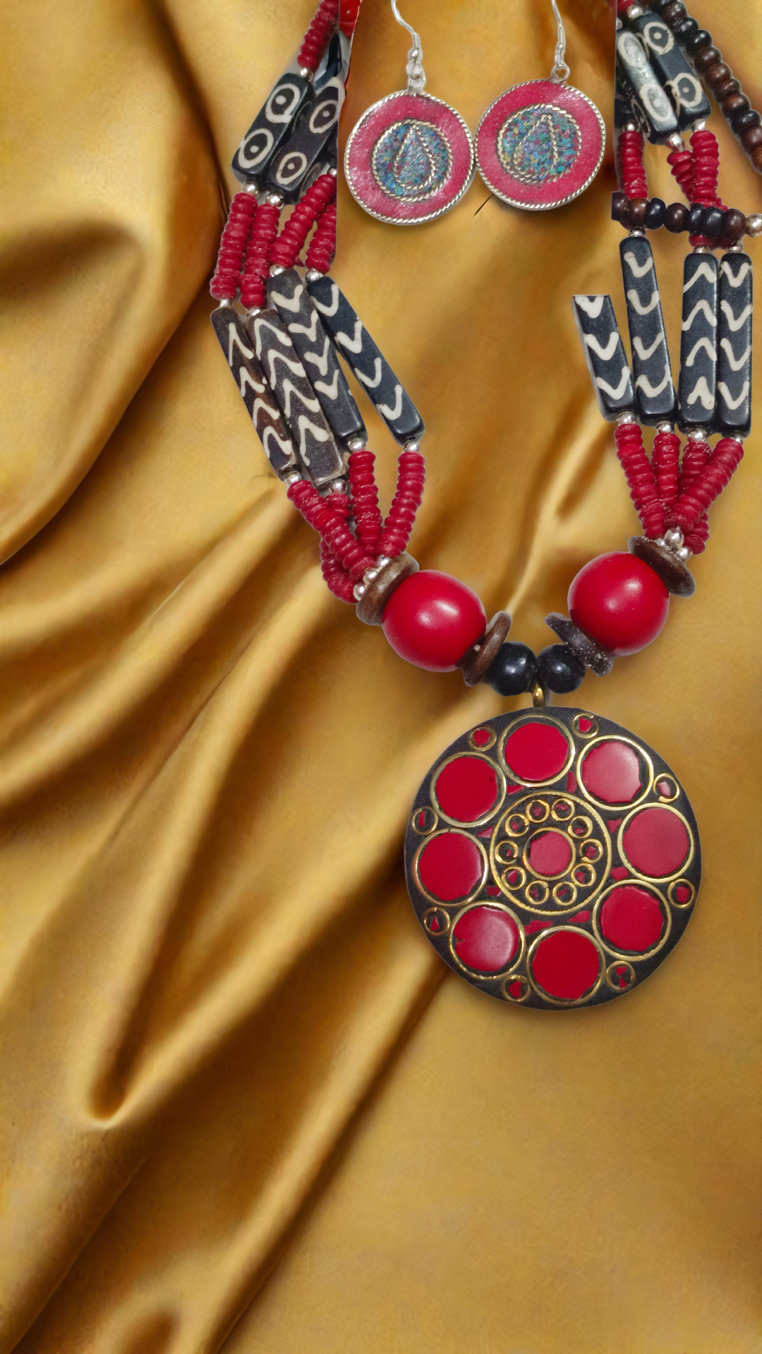 Ethnic Beaded Necklace and Earring Set