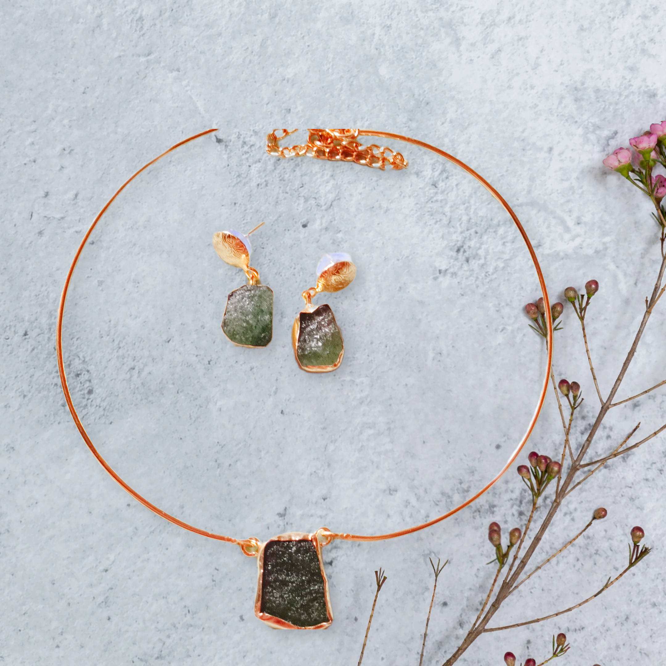 Elegant Jewelry Set, BRASS JEWELLERY,SUGAR DRUEZY STONE