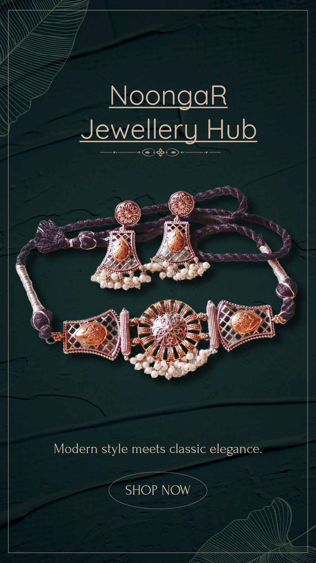 Elegant Jewellery Set, SILVER REPLICA DUAL TONNED CHOKER