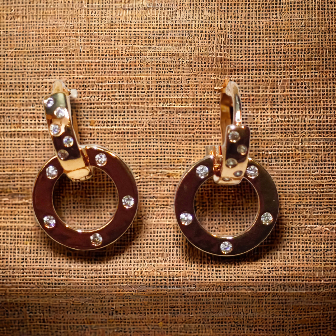 Gold Hoop Earrings with Crystals