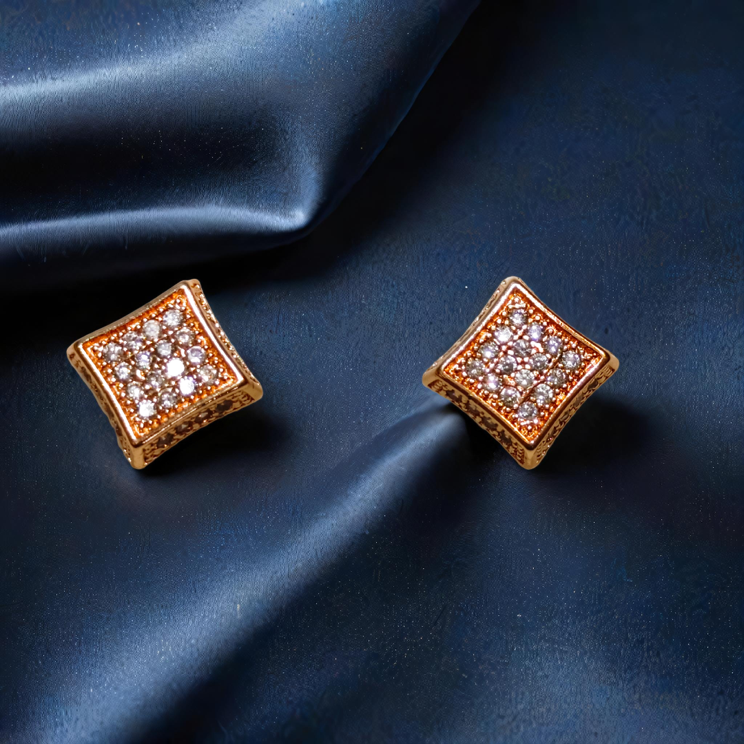 Square Diamond Stud Earrings