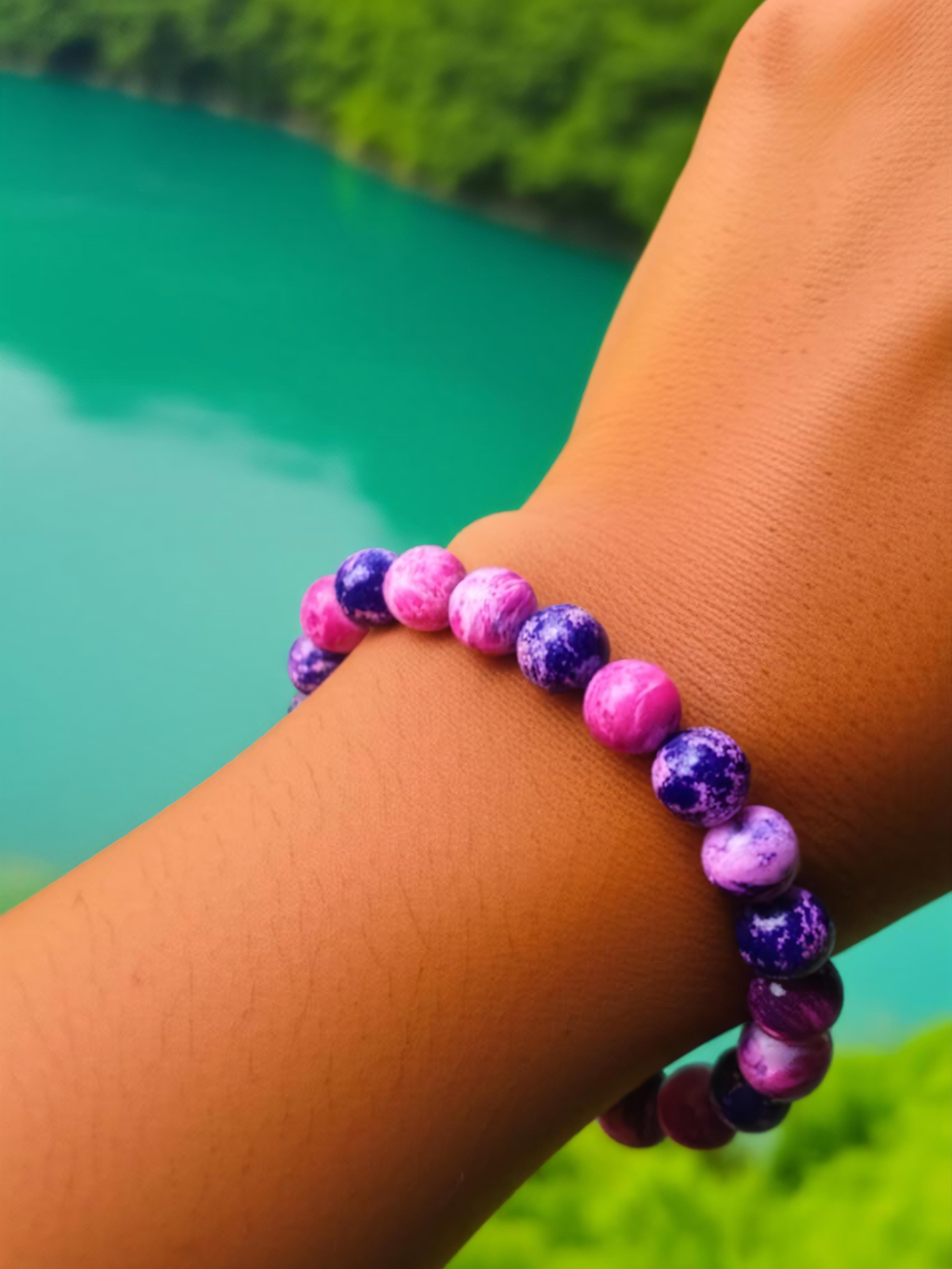 Purple and Pink Beaded Bracelet
