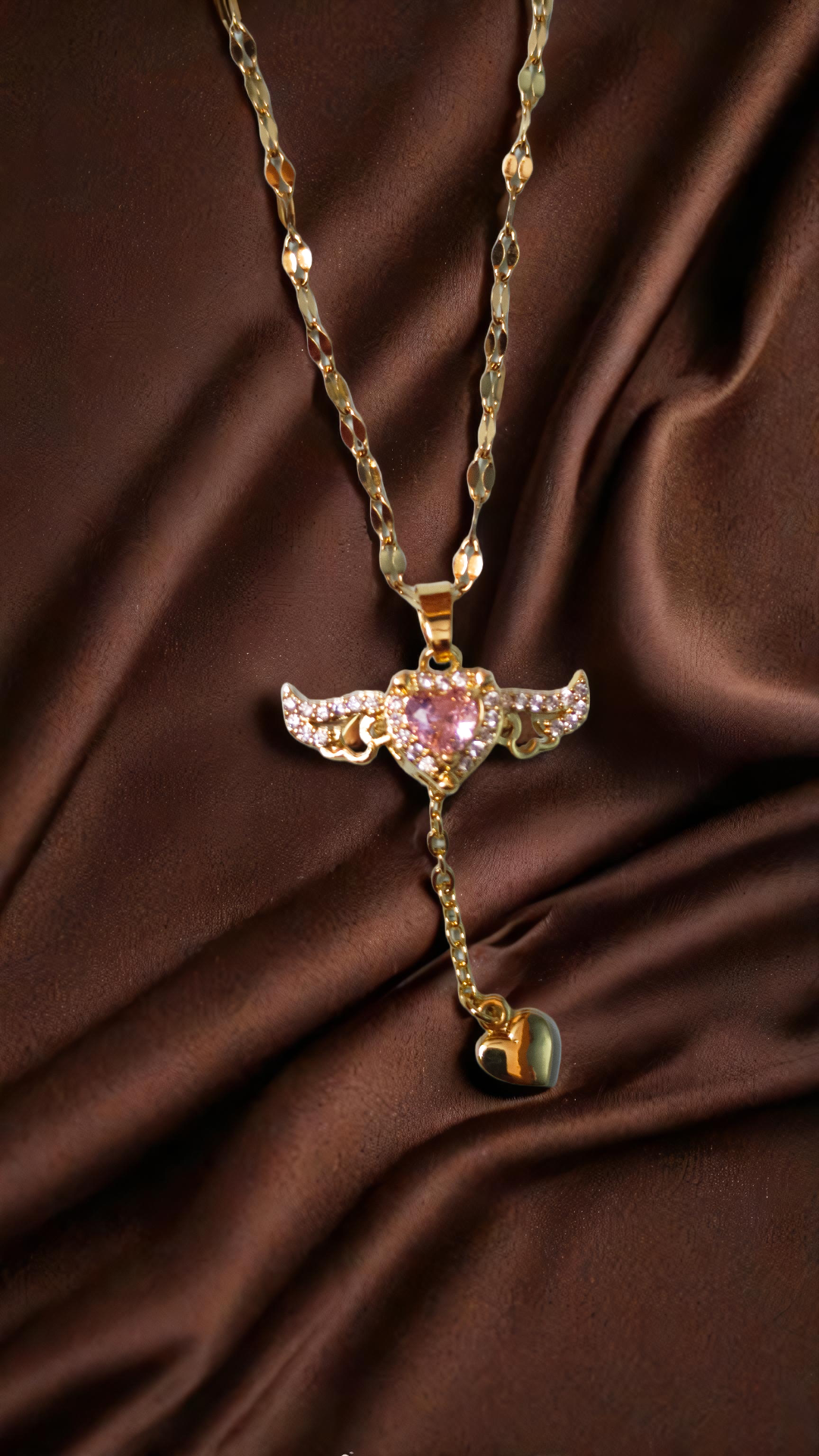 Gold Heart Wing Necklace