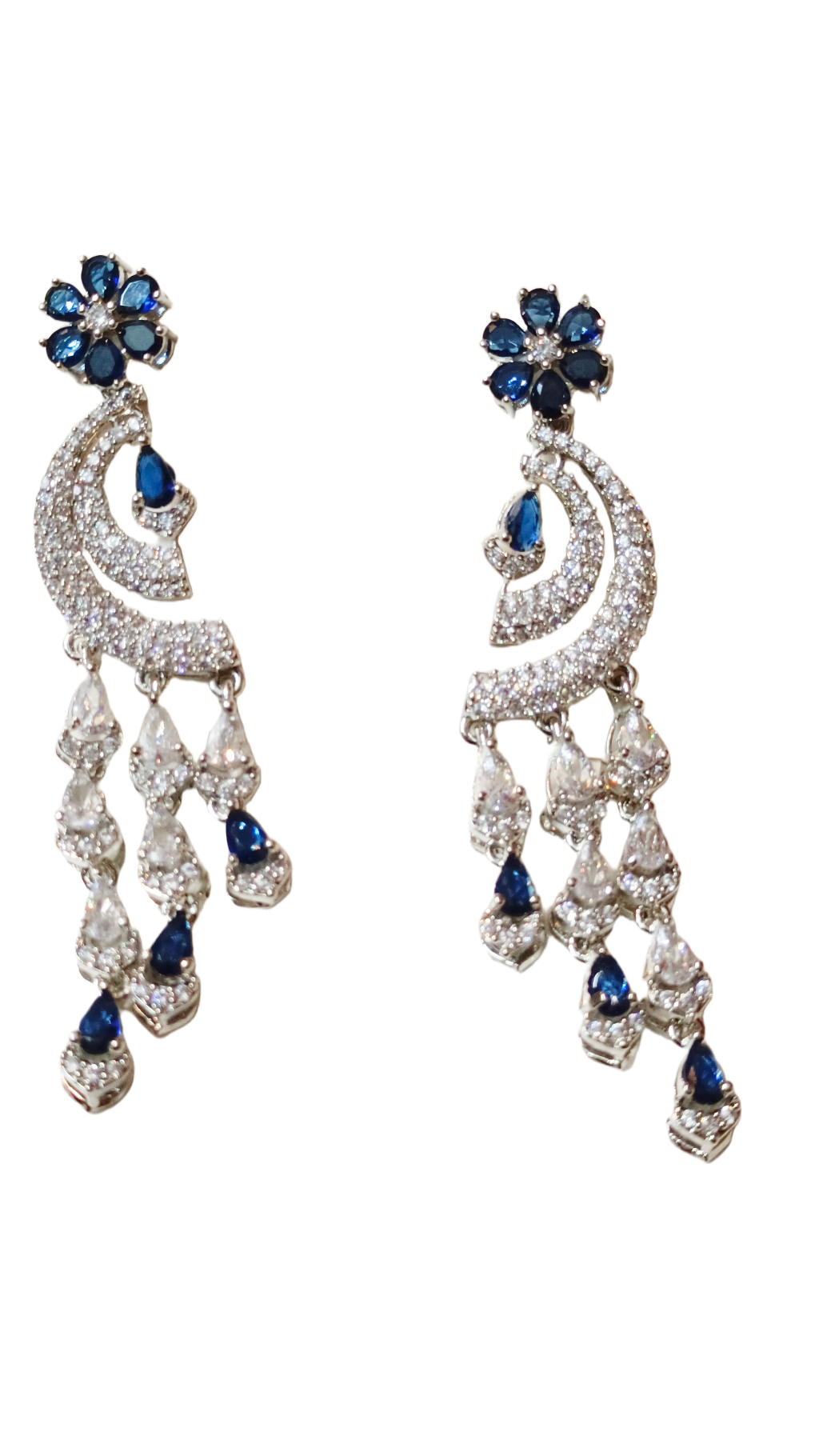 Elegant Blue and Silver Drop Earrings