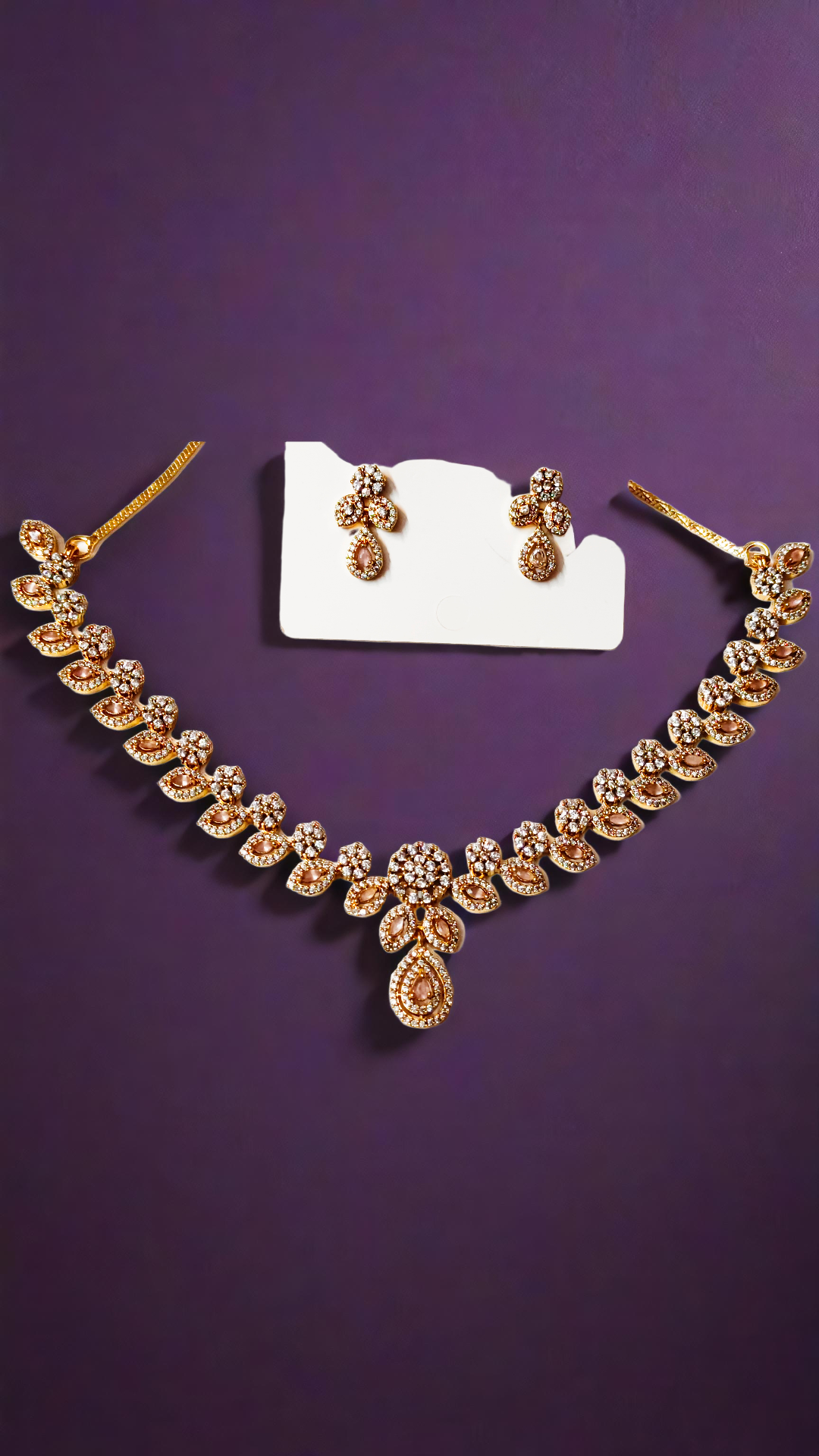 cz stone with primium ad studed necklace set