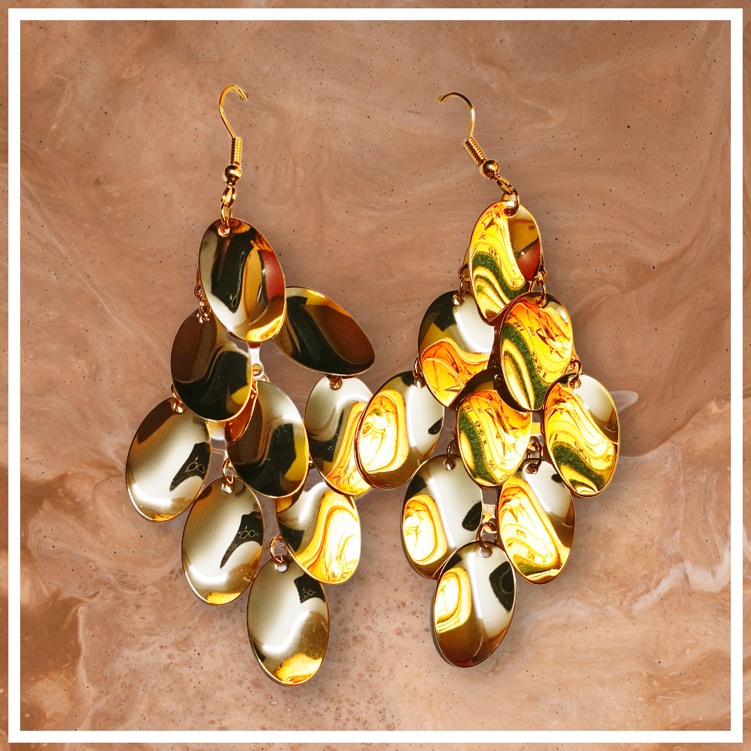 Gold Statement Dangle Earrings,korean earings long, DEMI FYING JEWELLERY COLLECTION