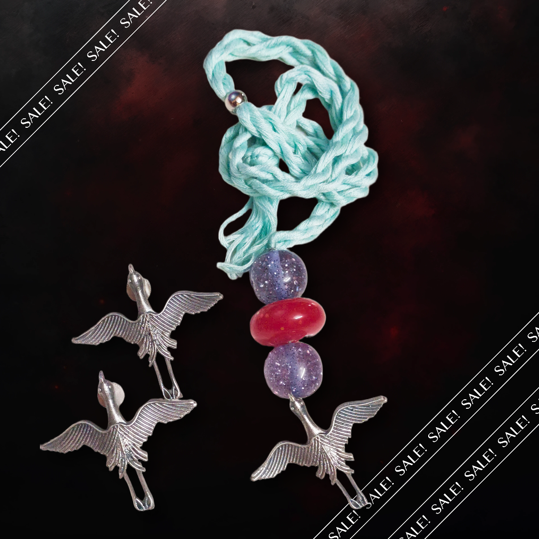Beaded Crane Pendant Set,fusion primium quality silver replica thread pendent set