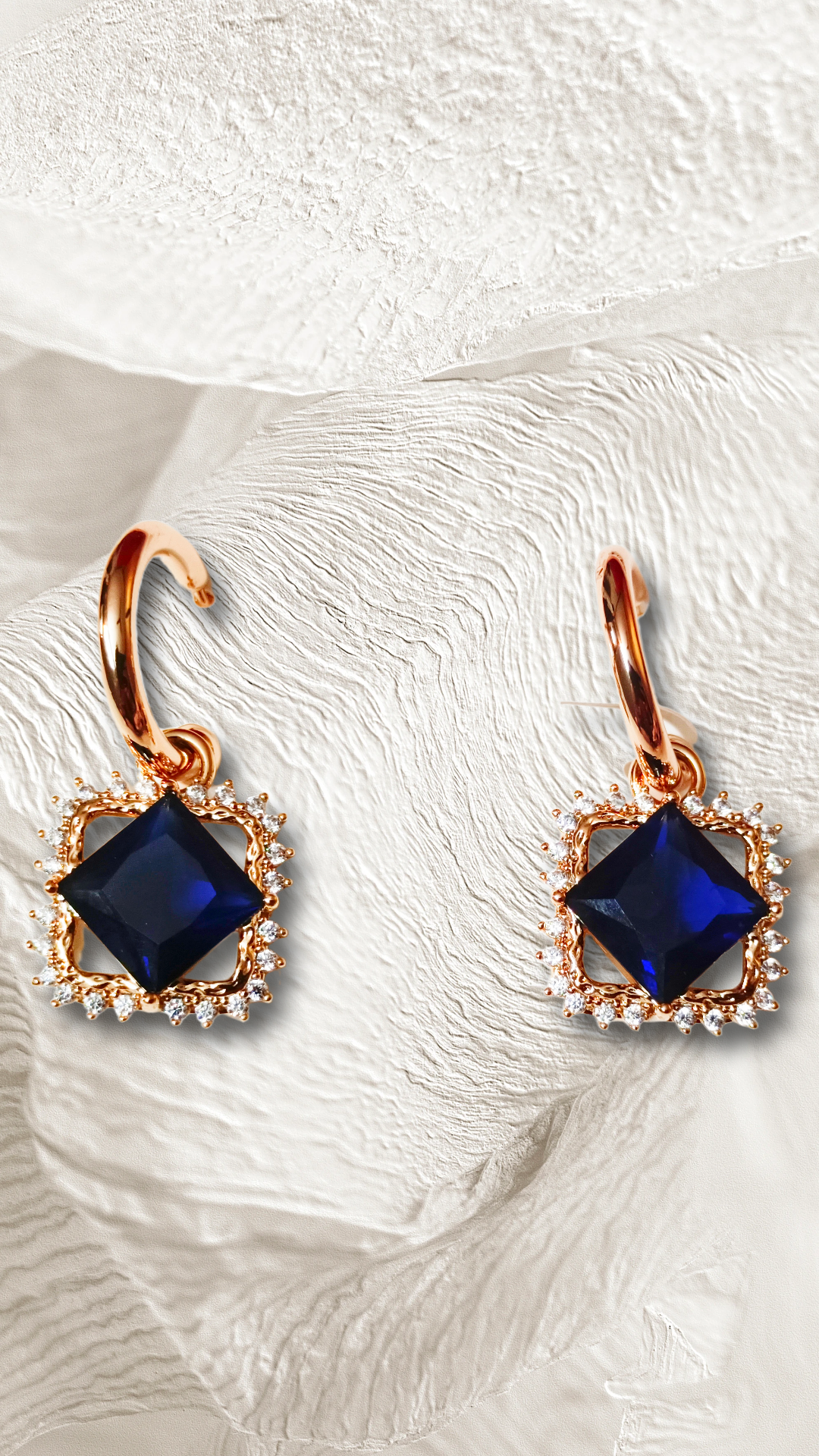 Elegant Sapphire Drop Earrings,royal blue cz stone earrings, DEMI FYING JEWELLERY COLLECTION