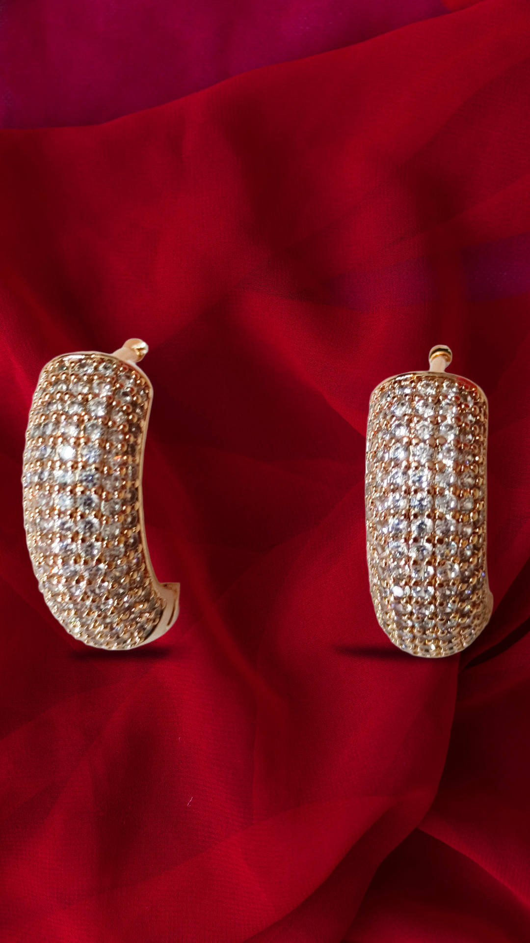 Sparkling Crystal Hoop Earrings,,bali design nano ad setting demifing earings