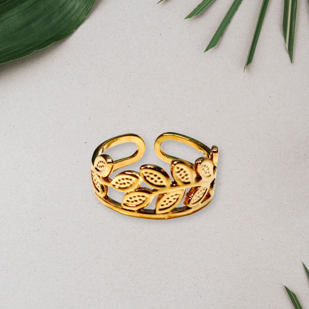 Leaf Adjustable Ring,adjustable finger ring leaf motif, waterproof