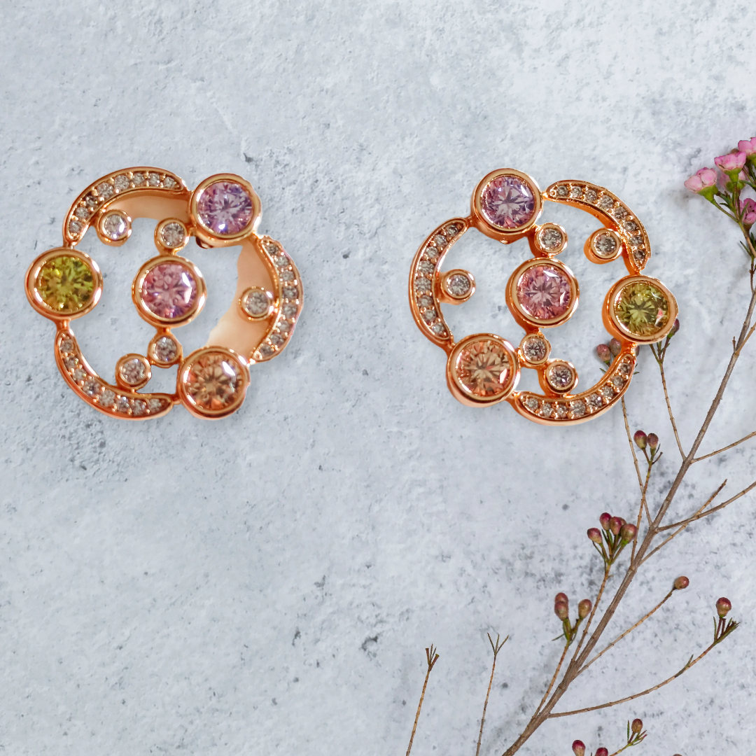 Elegant Multi-Colored Gemstone Earrings,,muilti coloured stone studed earings