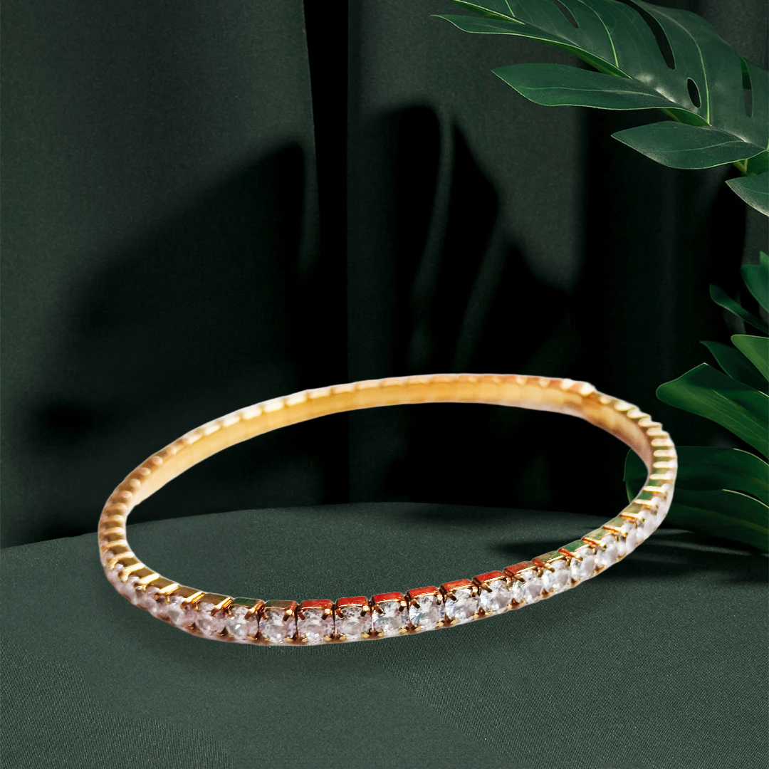 Anti turnish,stone studed flexible kada