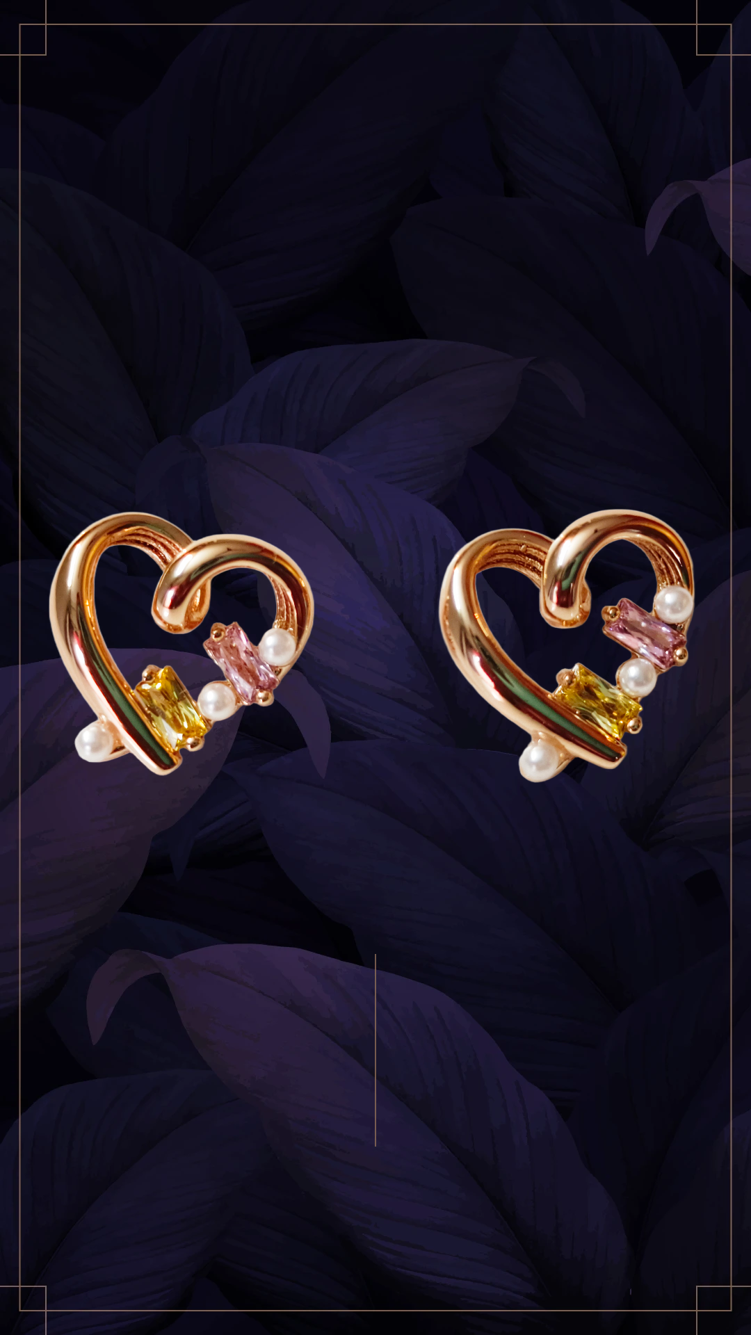 Elegant Heart-Shaped Earrings,heart shape, colourful tube ad and beads studed demifing earings