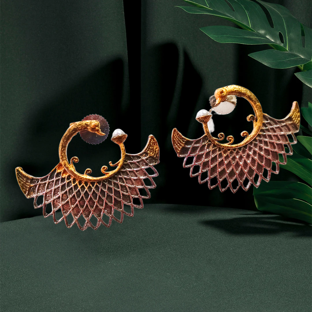 Peacock Design Statement Earrings,duel tone peacock earings elegant looking primium quality
