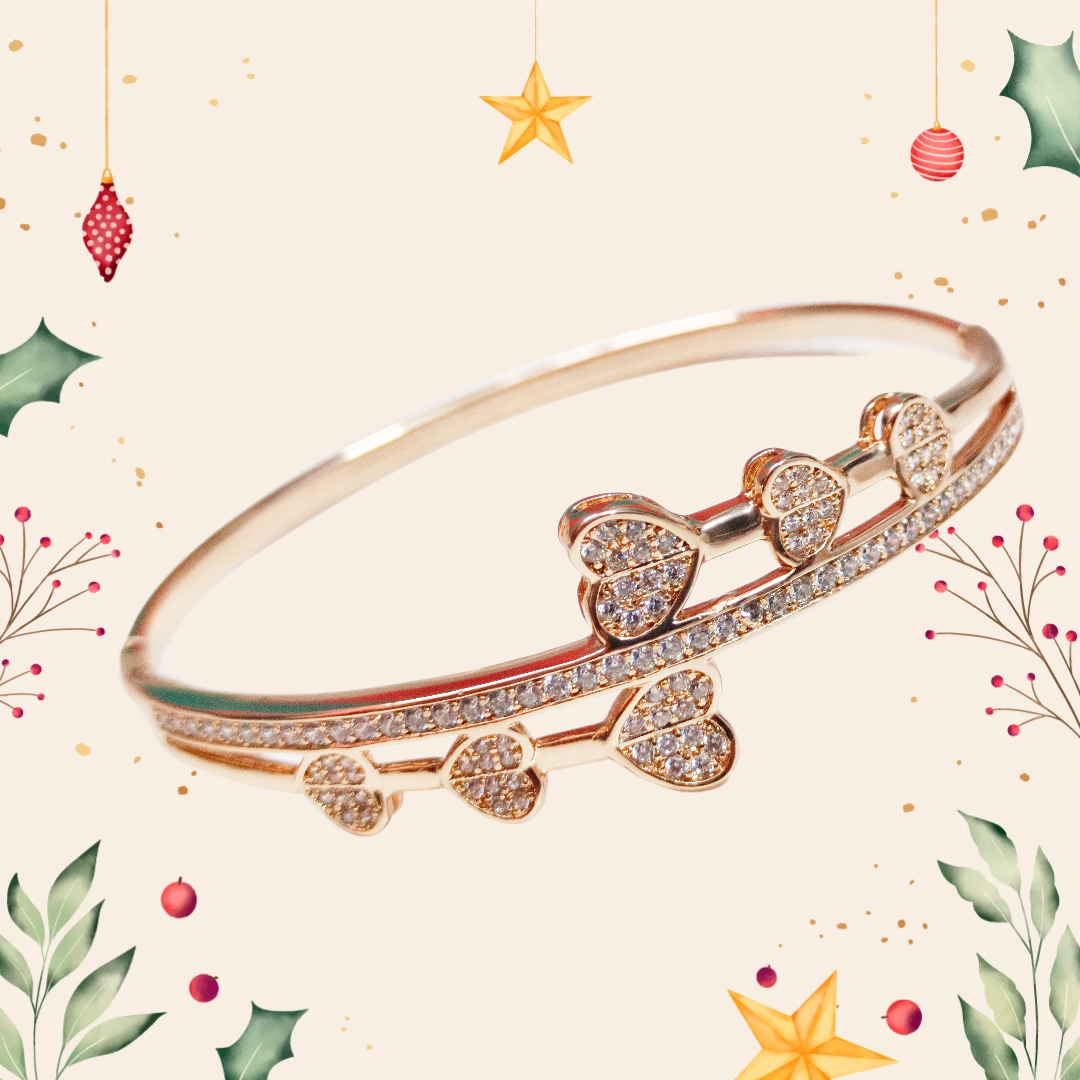 Elegant Heart-Shaped Bangle,love shape nano ad studed demifing bracelet