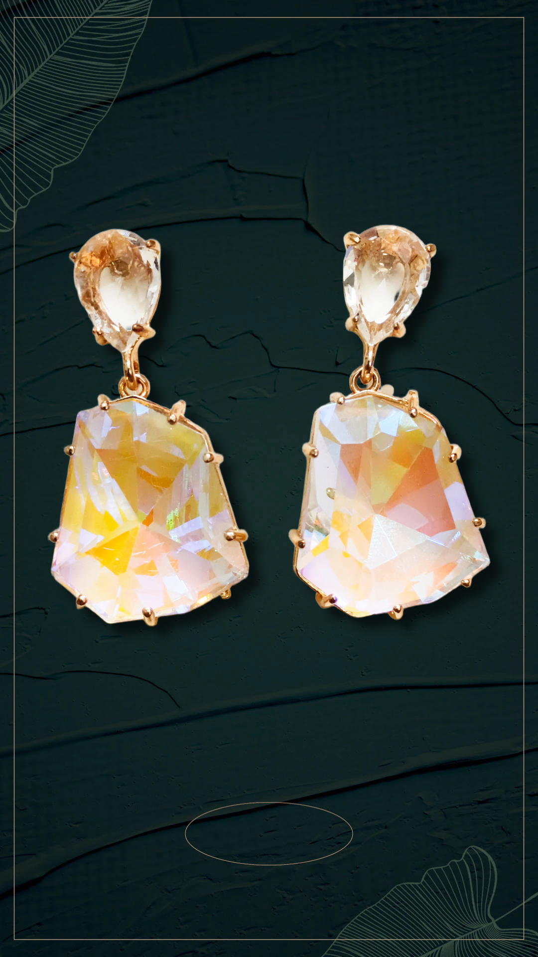 Iridescent Crystal Drop Earrings,crystal party wear gorgeous earings