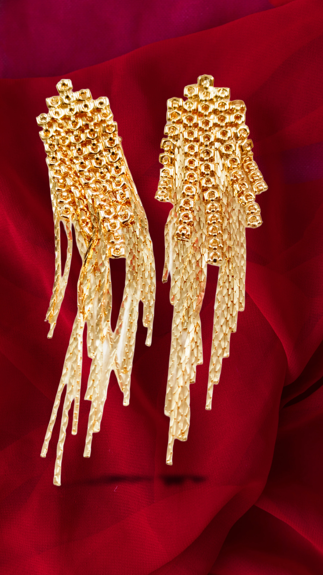 Gold Statement Earrings,,solid chain hanging layer anti turnish demifing earings